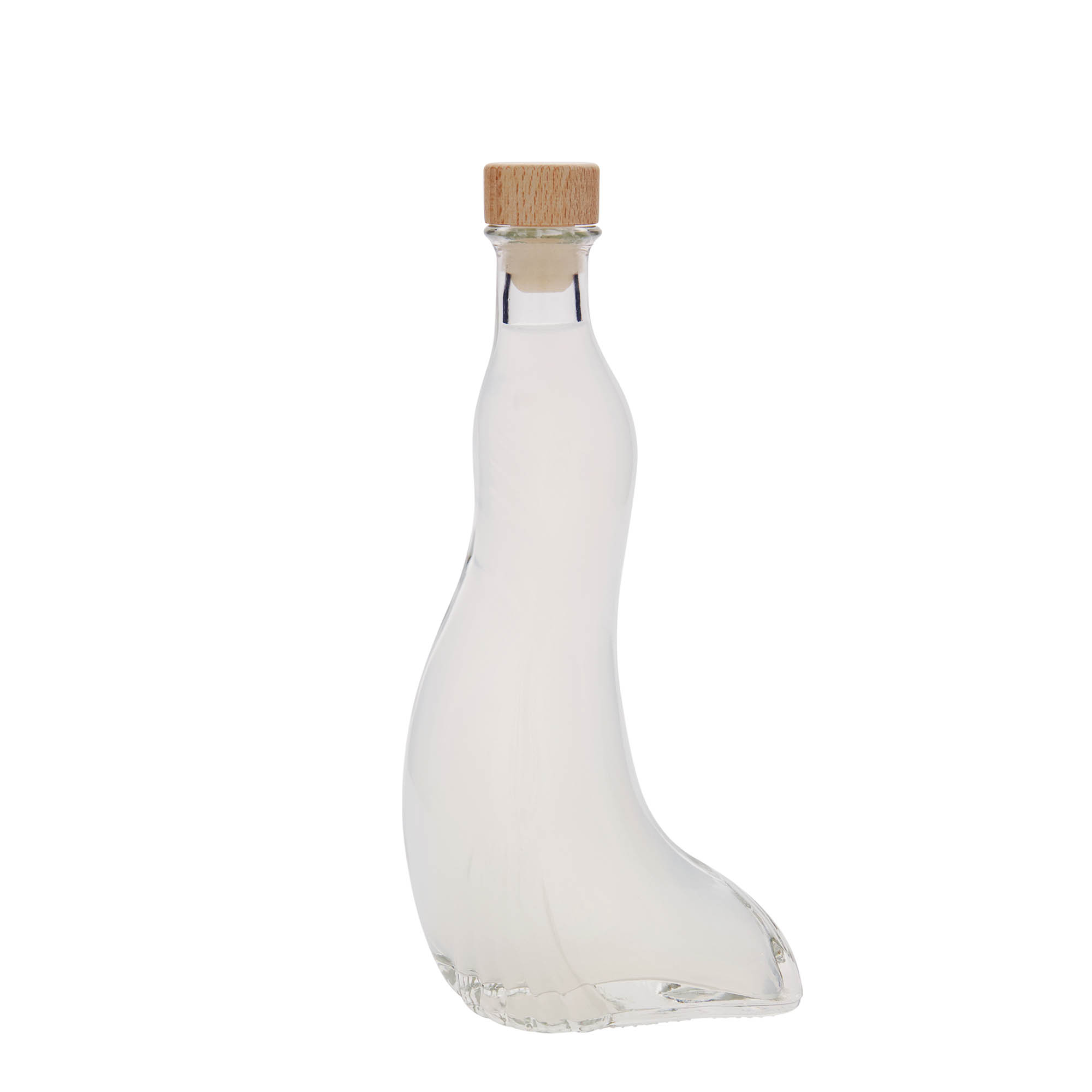 200 ml Glasflasche 'Seehund', Mündung: Kork