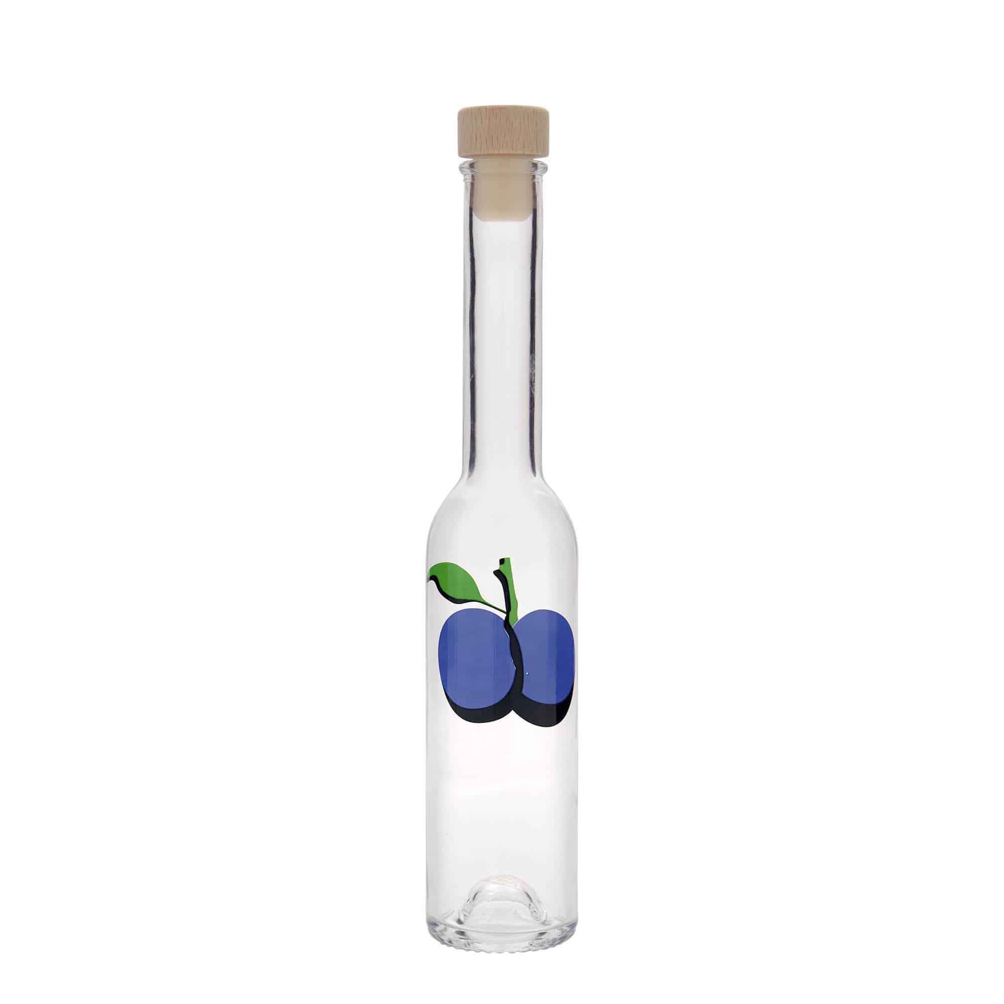 200 ml Glasflasche „Opera“, Motiv: Pflaume, Mündung: Kork