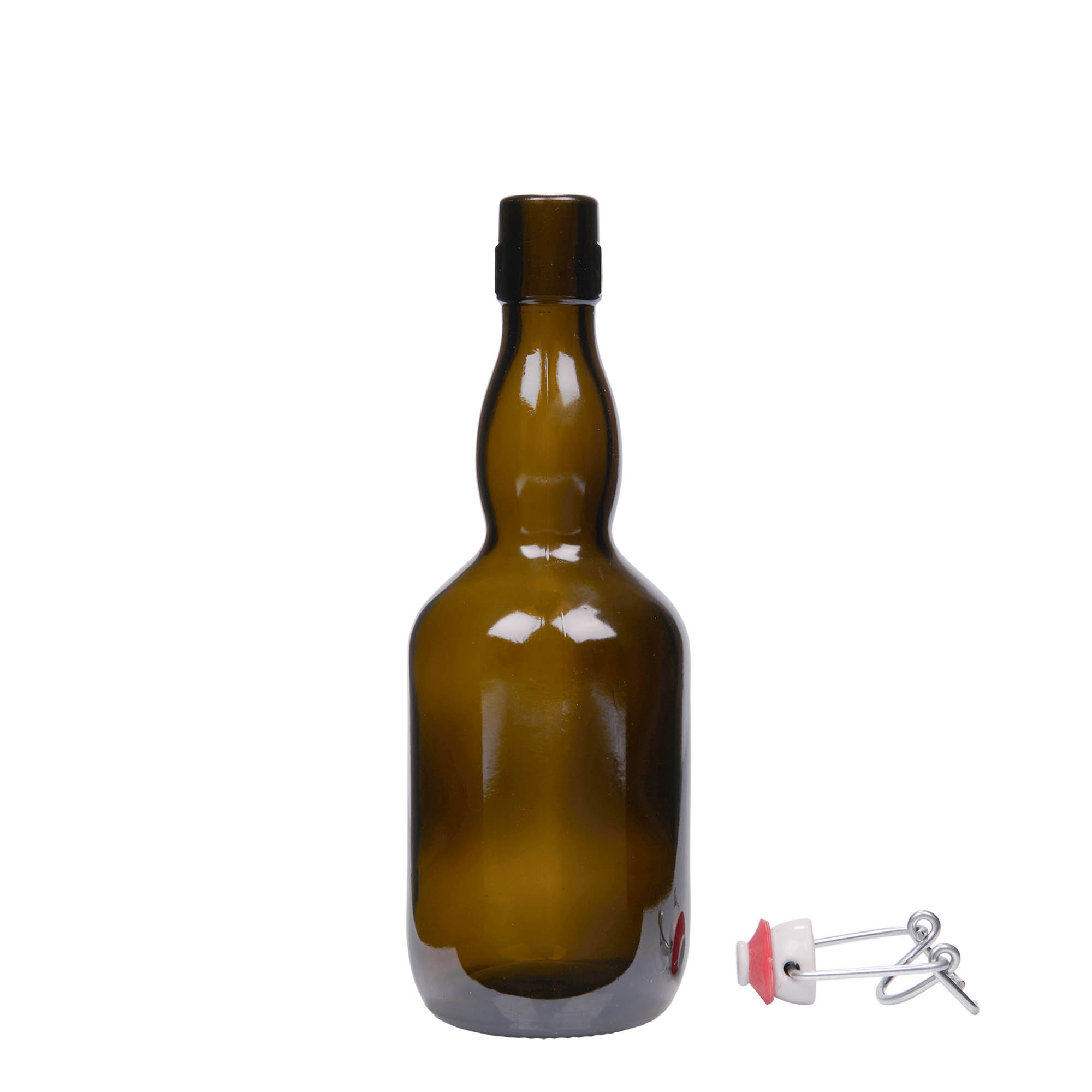 500 ml Bierflasche Kropfhals, Glas, antikgrün, Mündung: Bügelverschluss 500 ml Bierflasche Kropfhals, Glas, antikgrün, Mündung: Bügelverschluss