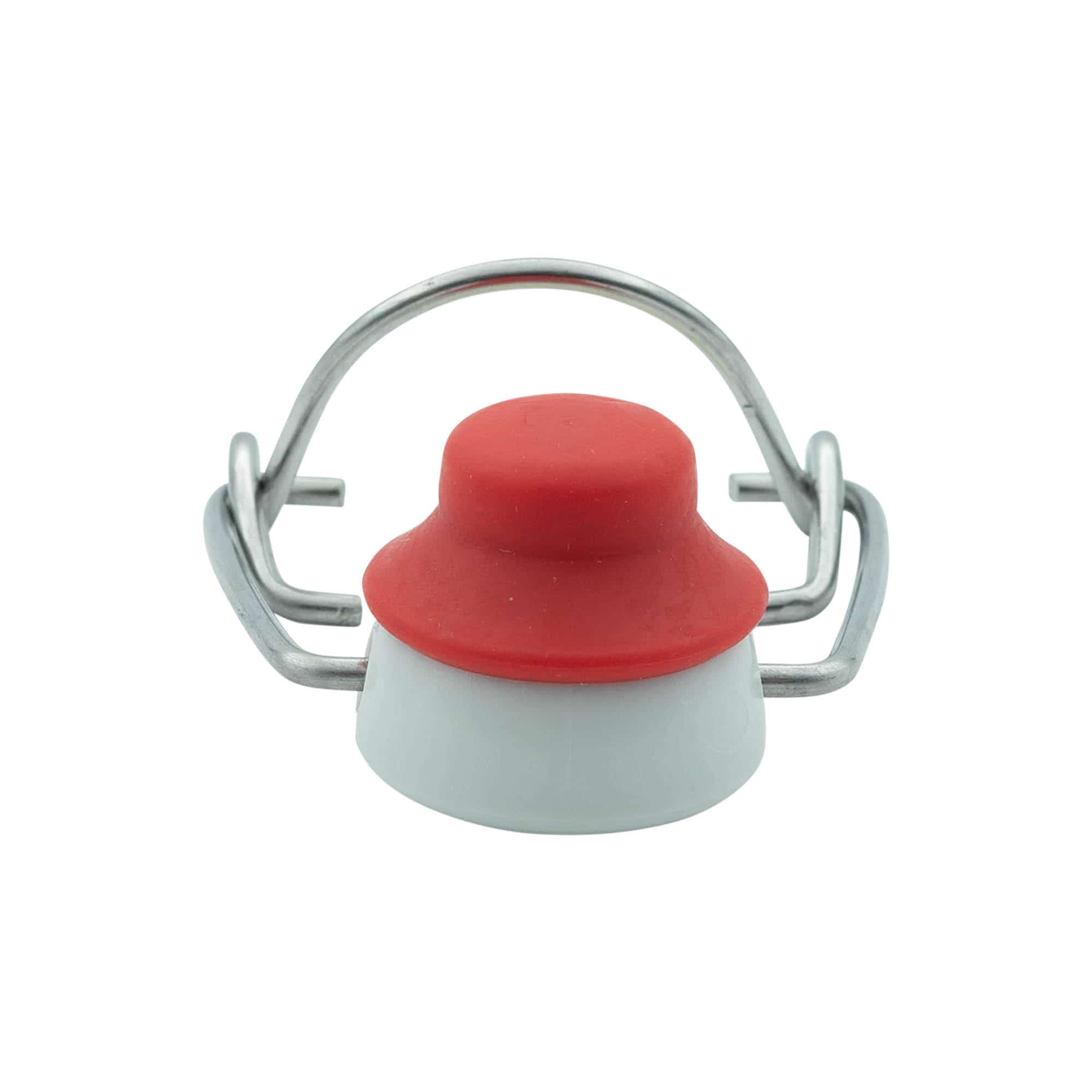 Bügelverschluss Sondergröße, Kunststoff, rot-weiß