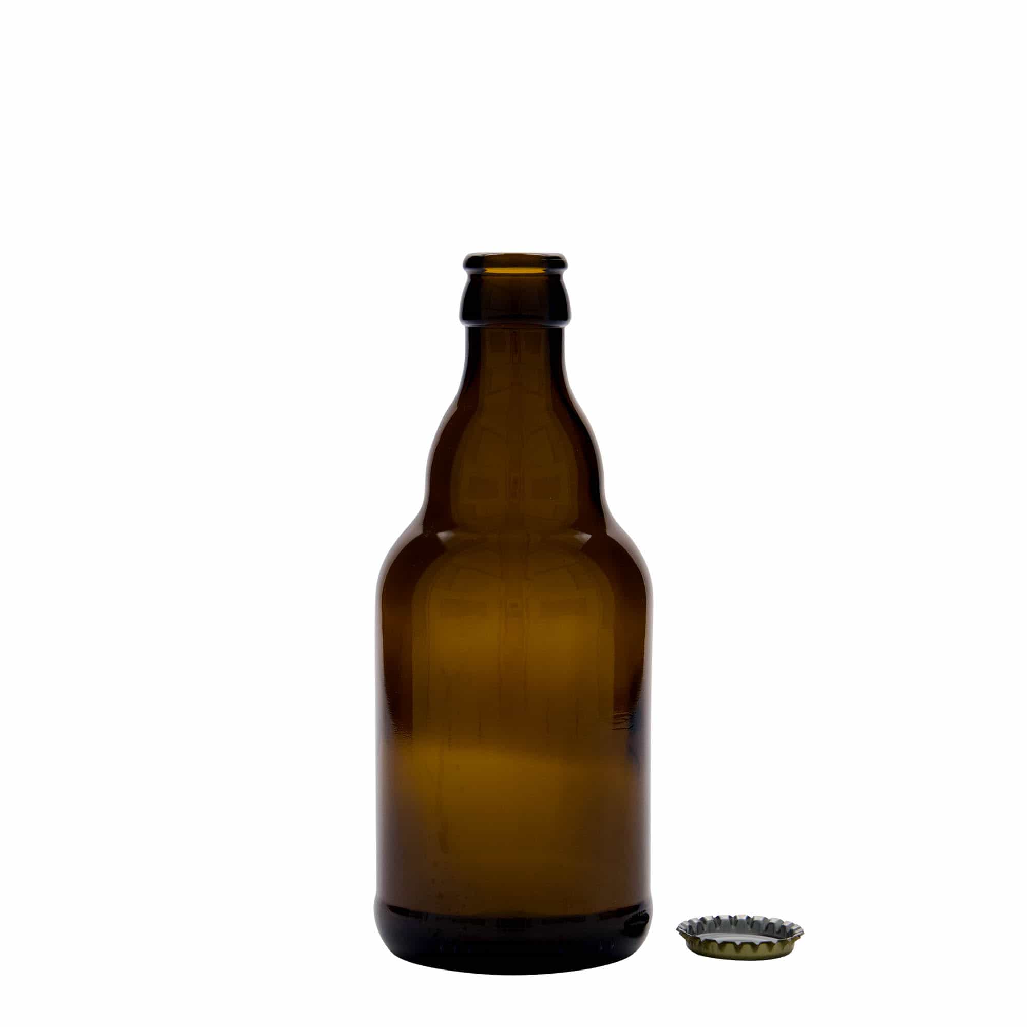 330 ml Bierflasche „Steinie“, Glas, braun, Mündung: Kronkorken