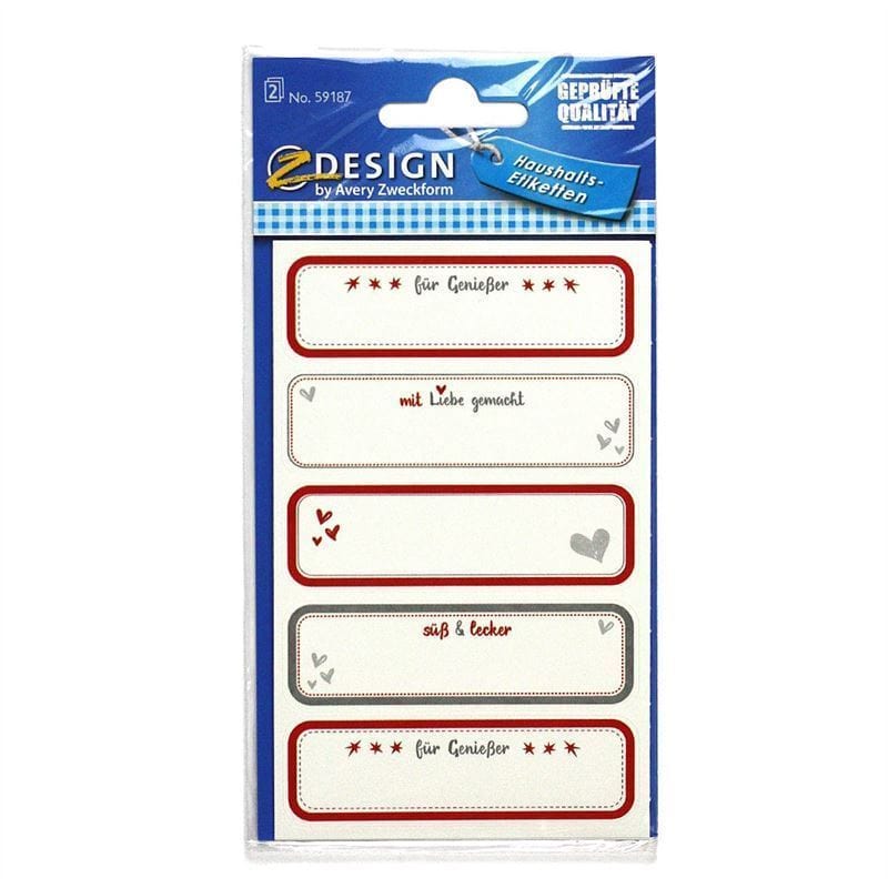 Zweckform Etiketten „Selbstgemacht“, rechteckig, Papier, mehrfarbig