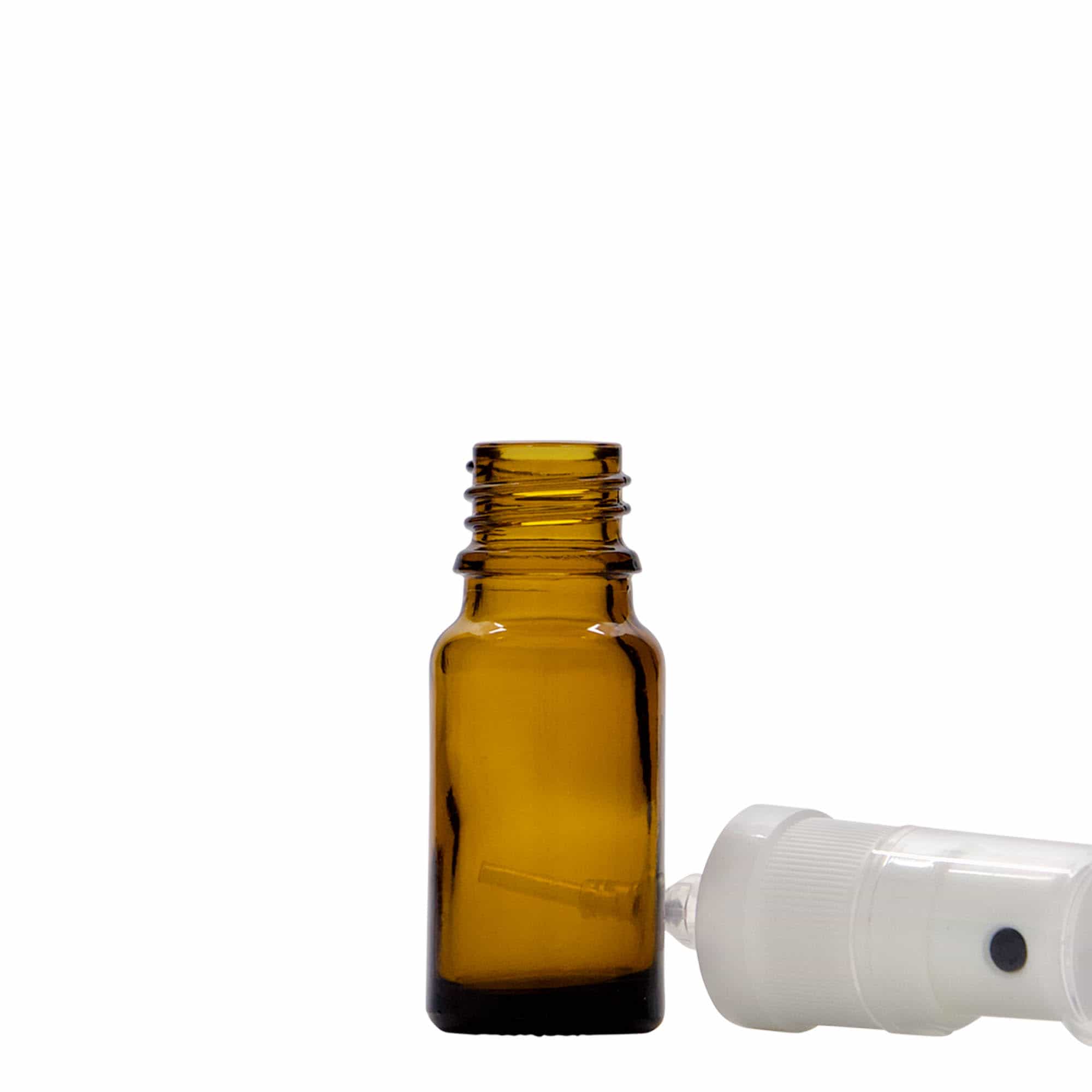 10 ml Sprühflasche Medizin, Glas, braun, Mündung: DIN 18
