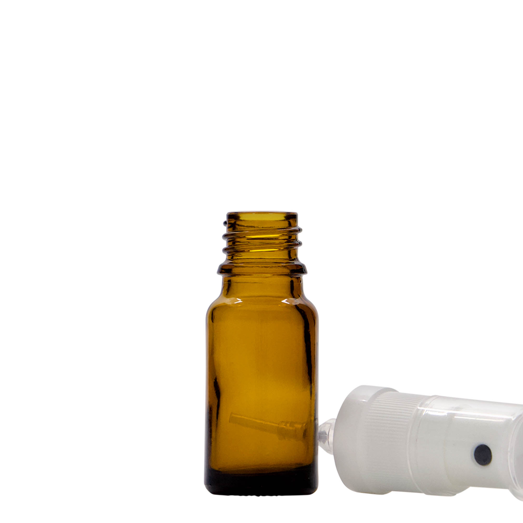 10 ml Sprühflasche Medizin, Glas, braun, Mündung: DIN 18