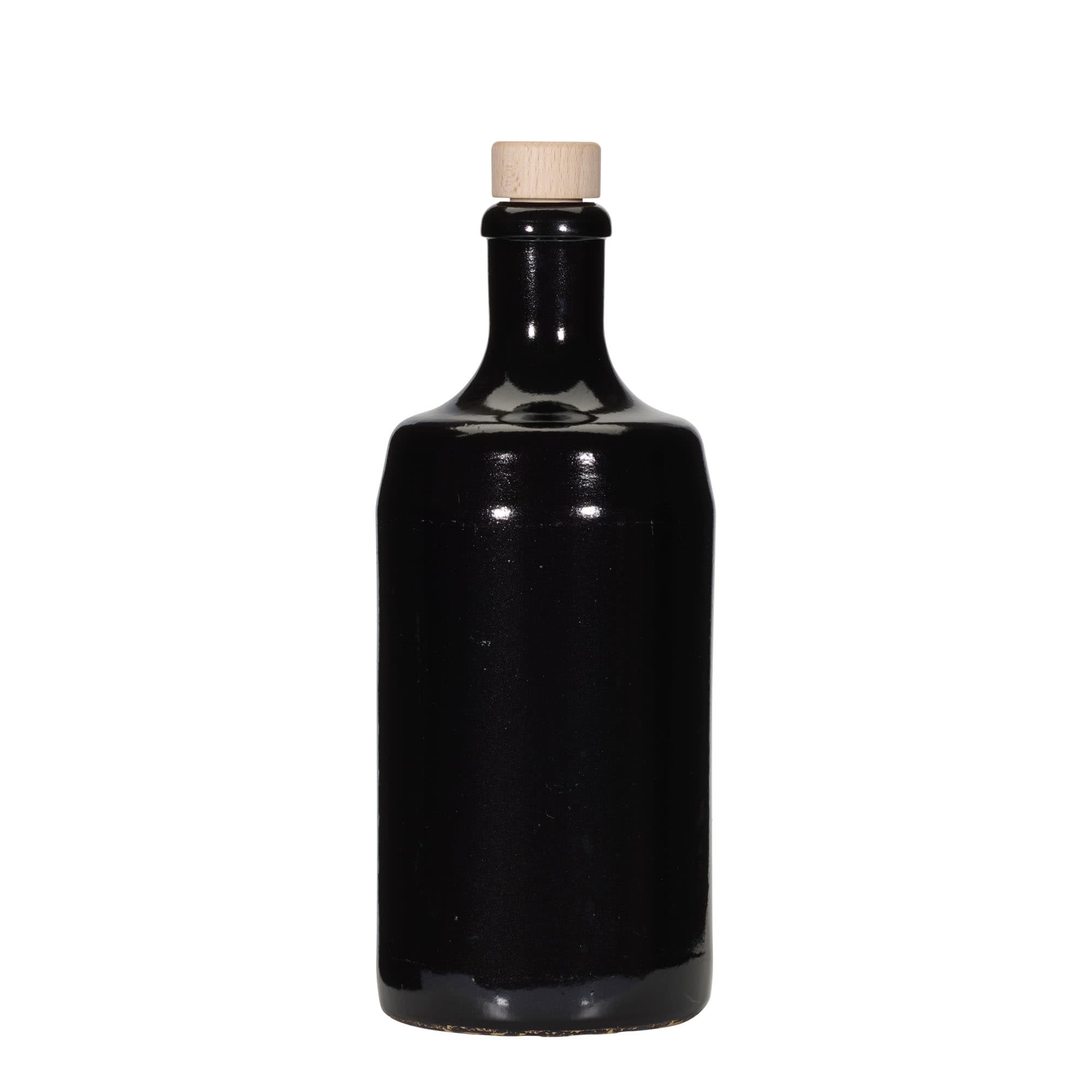 700 ml Tonkrug „Calvados“, Steinzeug, schwarz, Mündung: Kork