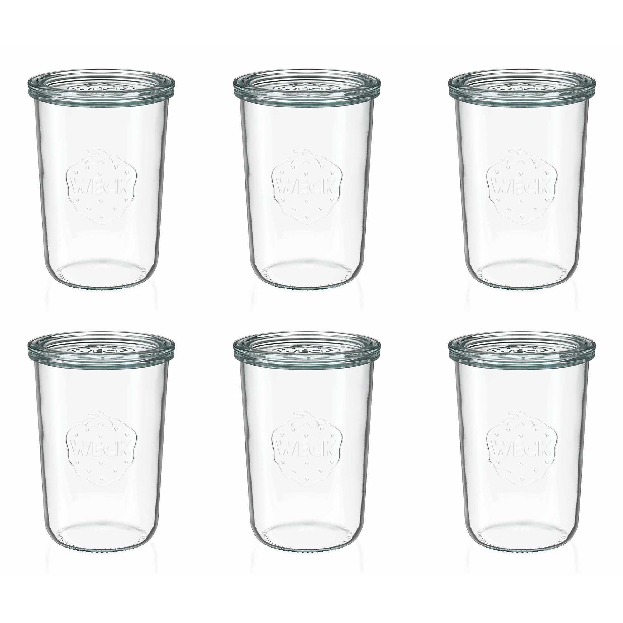 6x 850 ml WECK-Sturzglas mit Glasdeckel RR 100