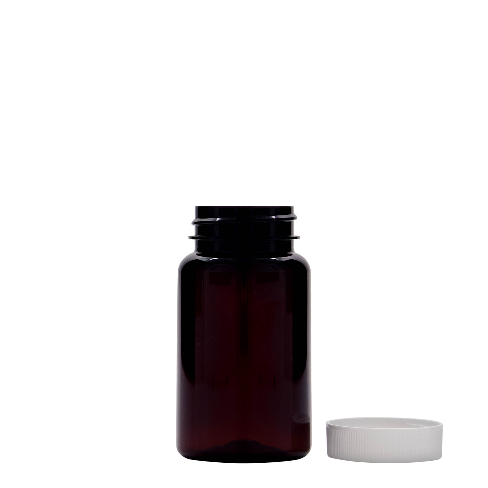 100 ml PET-Packer, Kunststoff, braun, Mündung: 38/400 100 ml PET-Packer, Kunststoff, braun, Mündung: 38/400