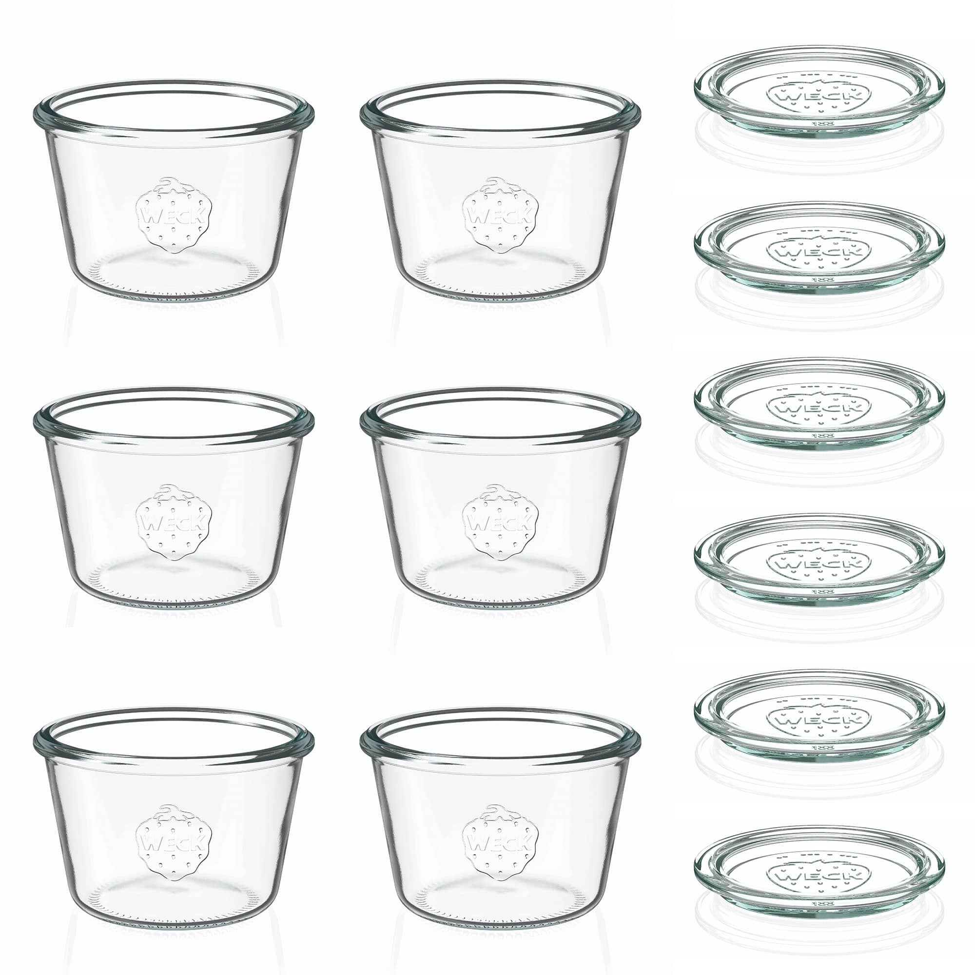 6x 370 ml WECK-Sturzglas mit Glasdeckel RR 100