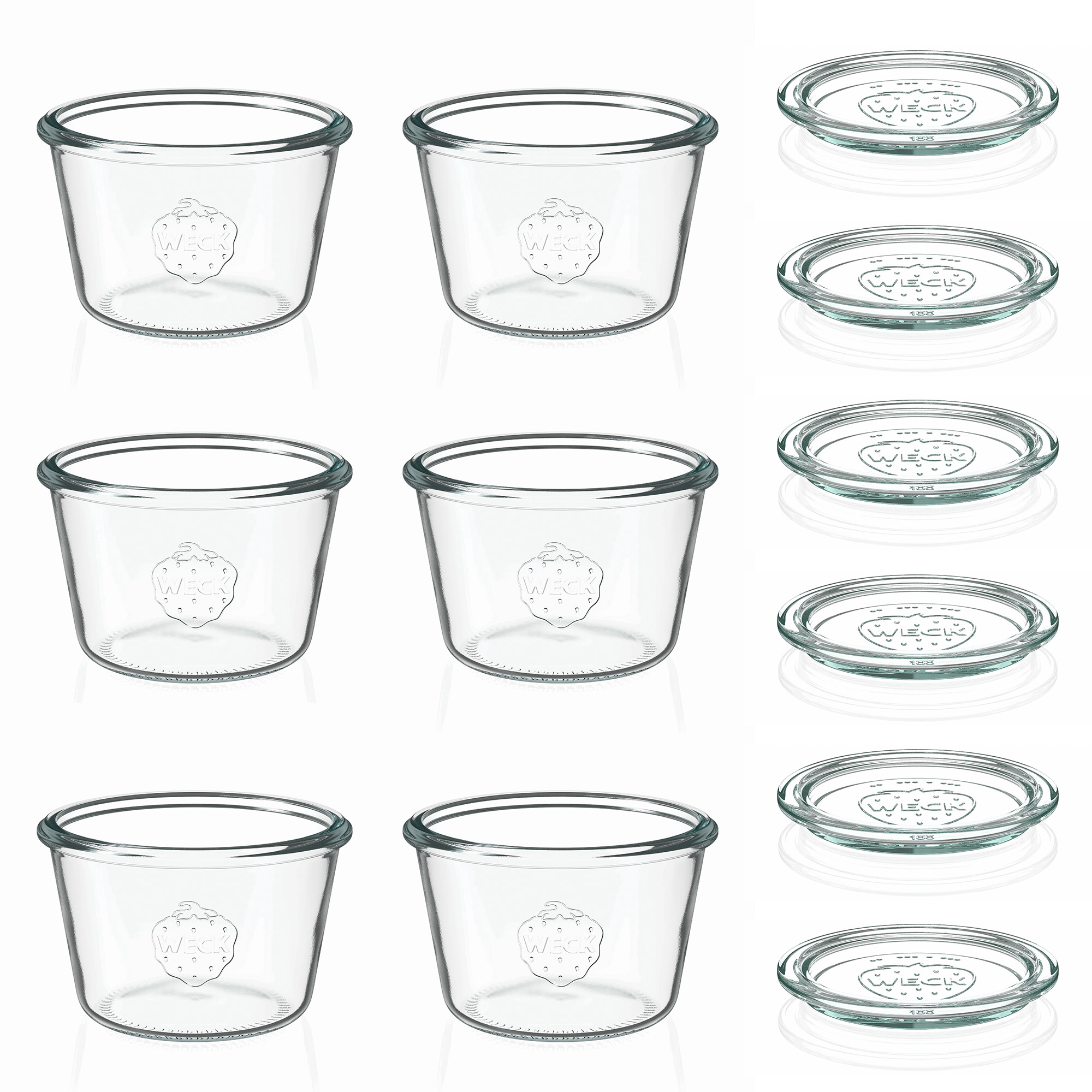 6x 370 ml WECK-Sturzglas mit Glasdeckel RR 100