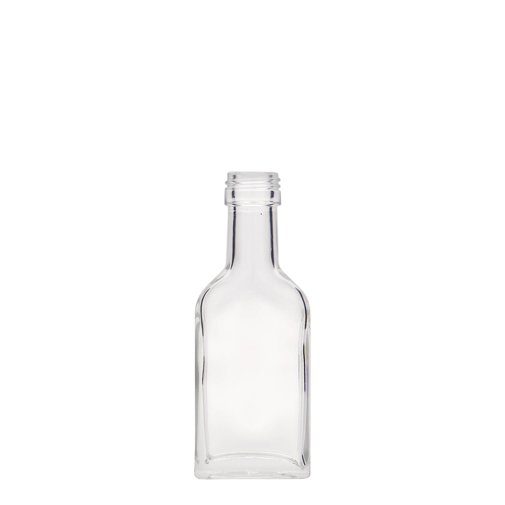 40 ml Taschenflasche Langhals, rechteckig, Glas, Mündung: PP 22