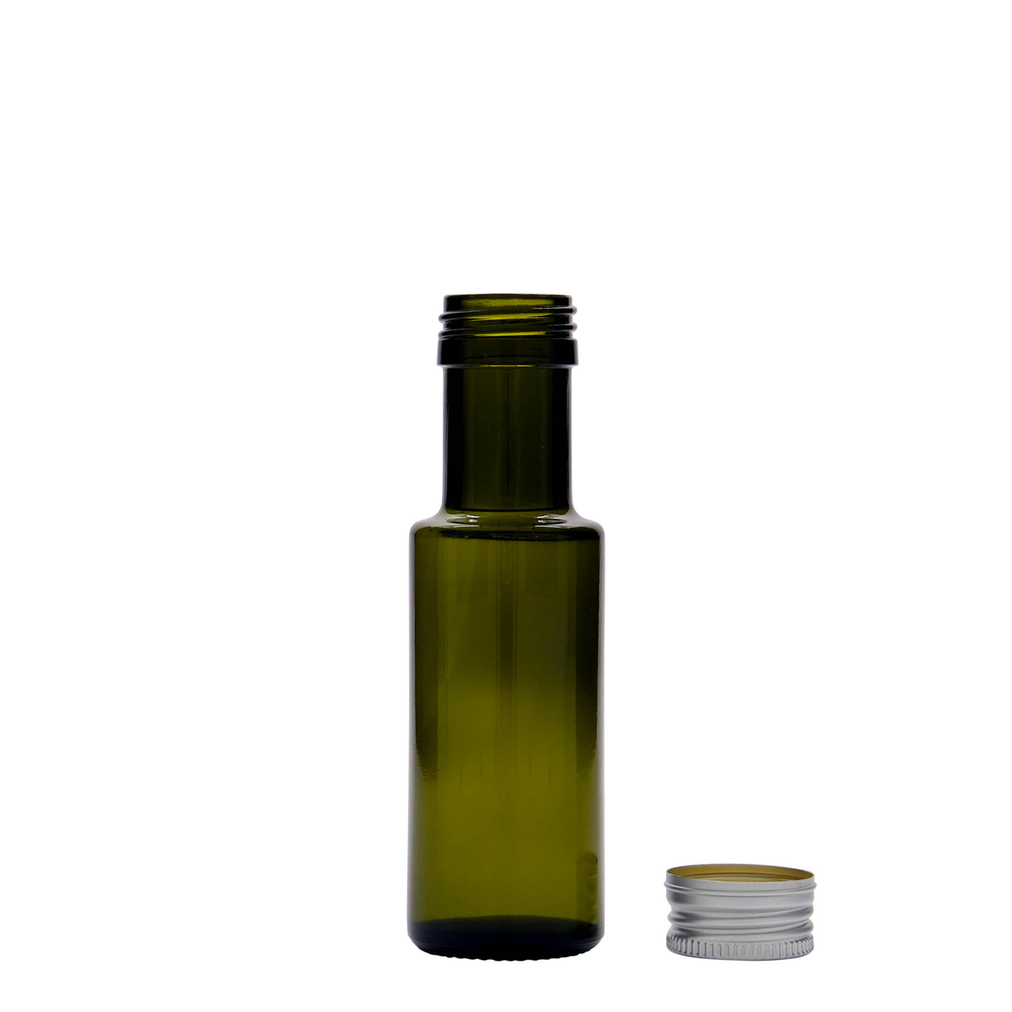 100 ml Glasflasche 'Dorica', antikgrün, Mündung: PP 31,5 100 ml Glasflasche 'Dorica', antikgrün, Mündung: PP 31,5