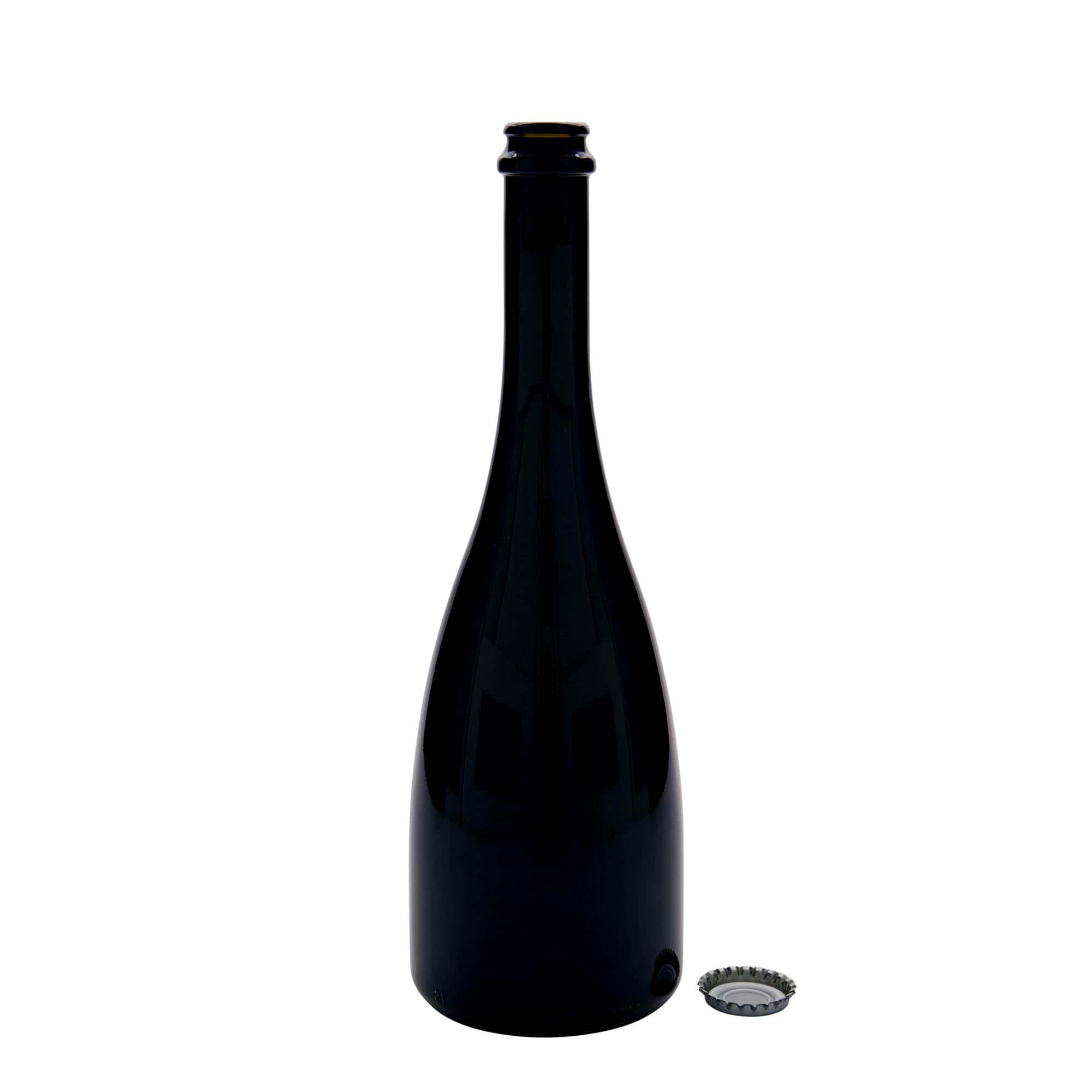 750 ml Bier-/Sektflasche „Tosca“, Glas, antikgrün, Mündung: Kronkorken