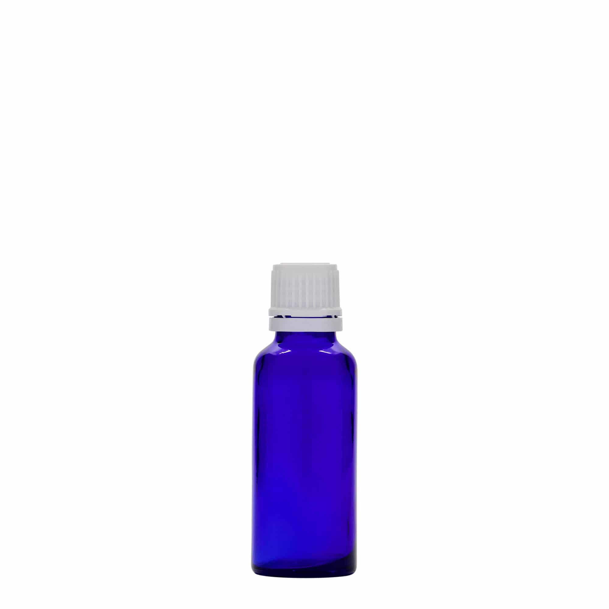 30 ml Medizinflasche, Glas, royalblau, Mündung: DIN 18 30 ml Medizinflasche, Glas, royalblau, Mündung: DIN 18