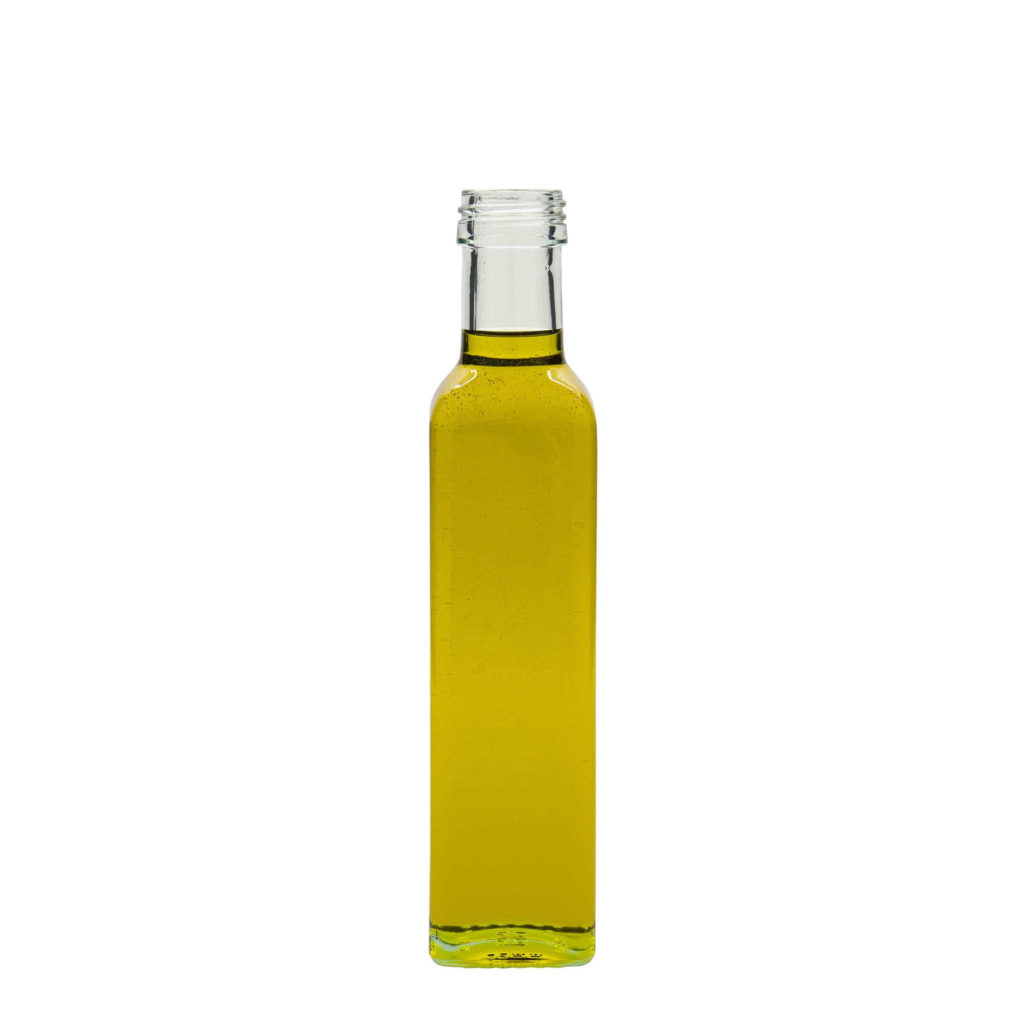 250 ml Glasflasche 'Marasca', quadratisch, Mündung: PP 31,5 250 ml Glasflasche 'Marasca', quadratisch, Mündung: PP 31,5