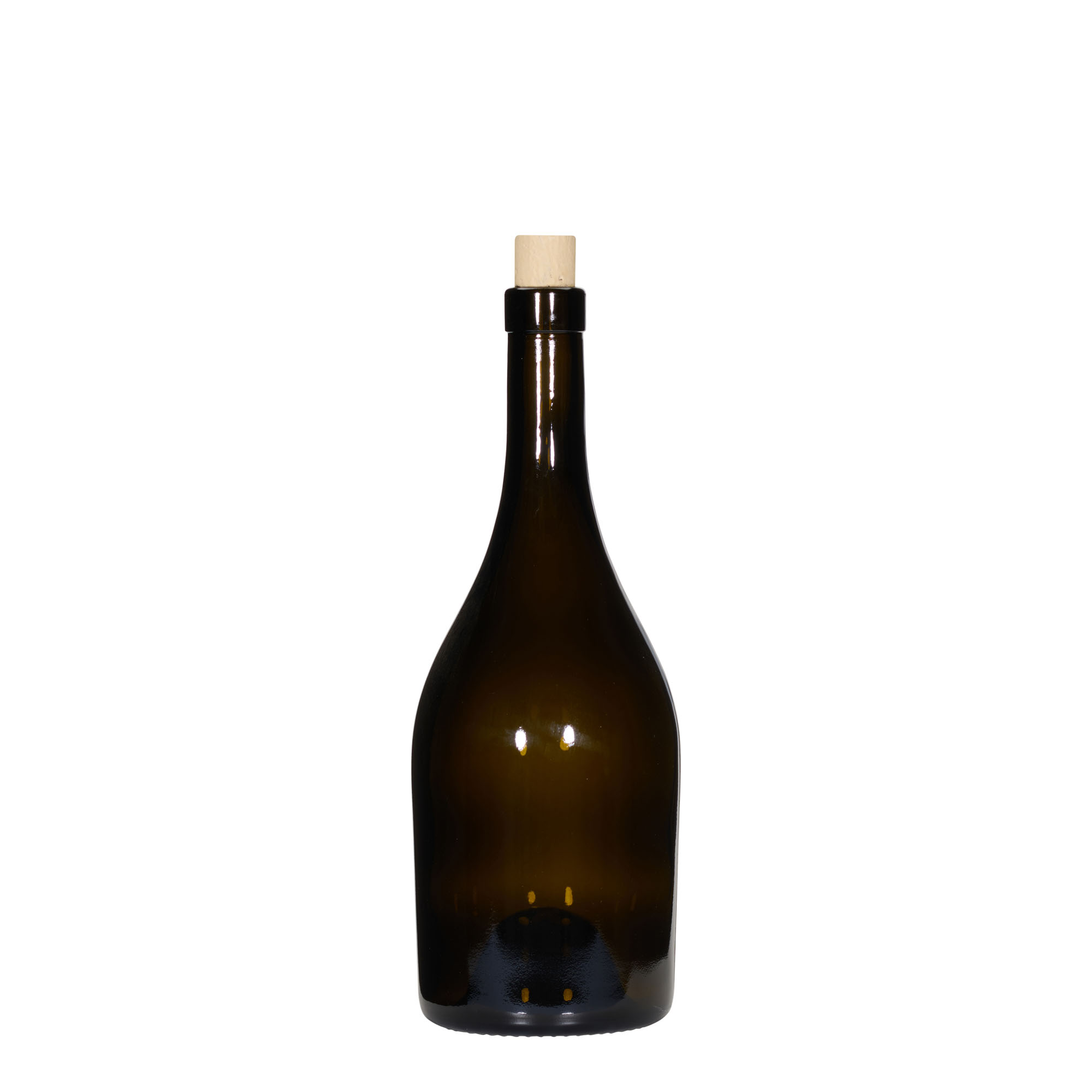 750 ml Weinflasche 'Exclusive', antikgrün, Mündung: Kork 750 ml Weinflasche 'Exclusive', antikgrün, Mündung: Kork