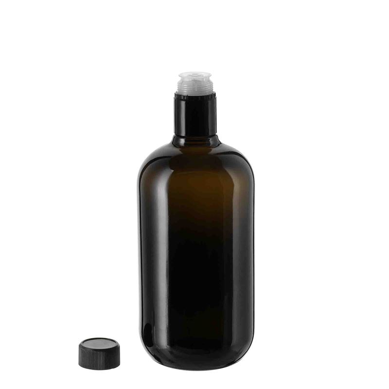 750 ml Essig-/Ölflasche „Biolio“, Glas, antikgrün, Mündung: DOP