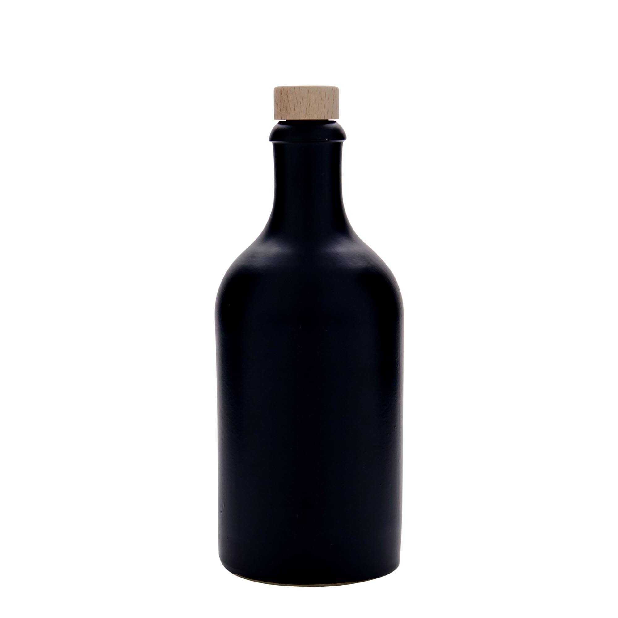 500 ml Tonkrug, Steinzeug, schwarz, Mündung: Kork