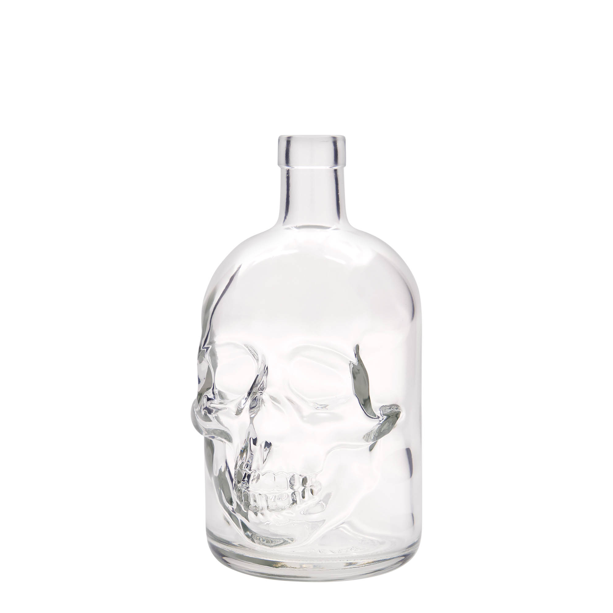 700 ml Glasflasche 'Totenkopf', Mündung: Kork 700 ml Glasflasche 'Totenkopf', Mündung: Kork