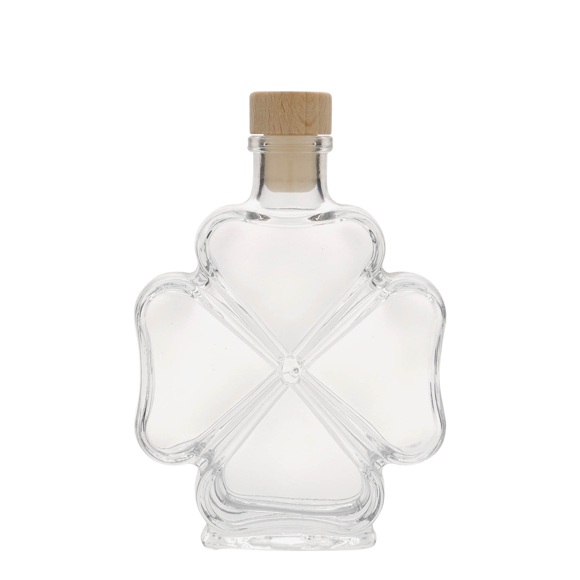 200 ml Glasflasche 'Kleeblatt', Mündung: Kork 200 ml Glasflasche 'Kleeblatt', Mündung: Kork