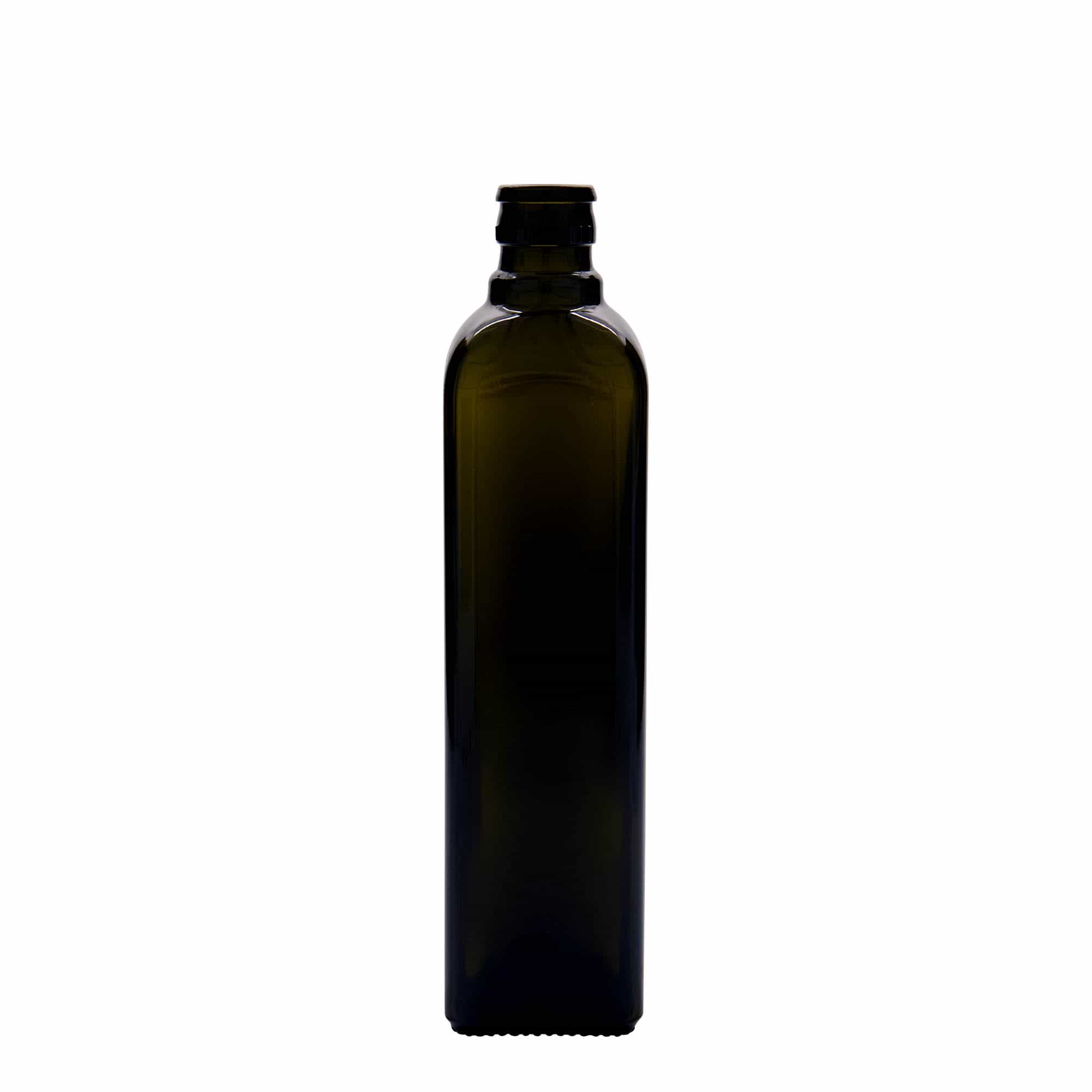 500 ml Essig-/Ölflasche 'Quadra', Glas, quadratisch, antikgrün, Mündung: DOP