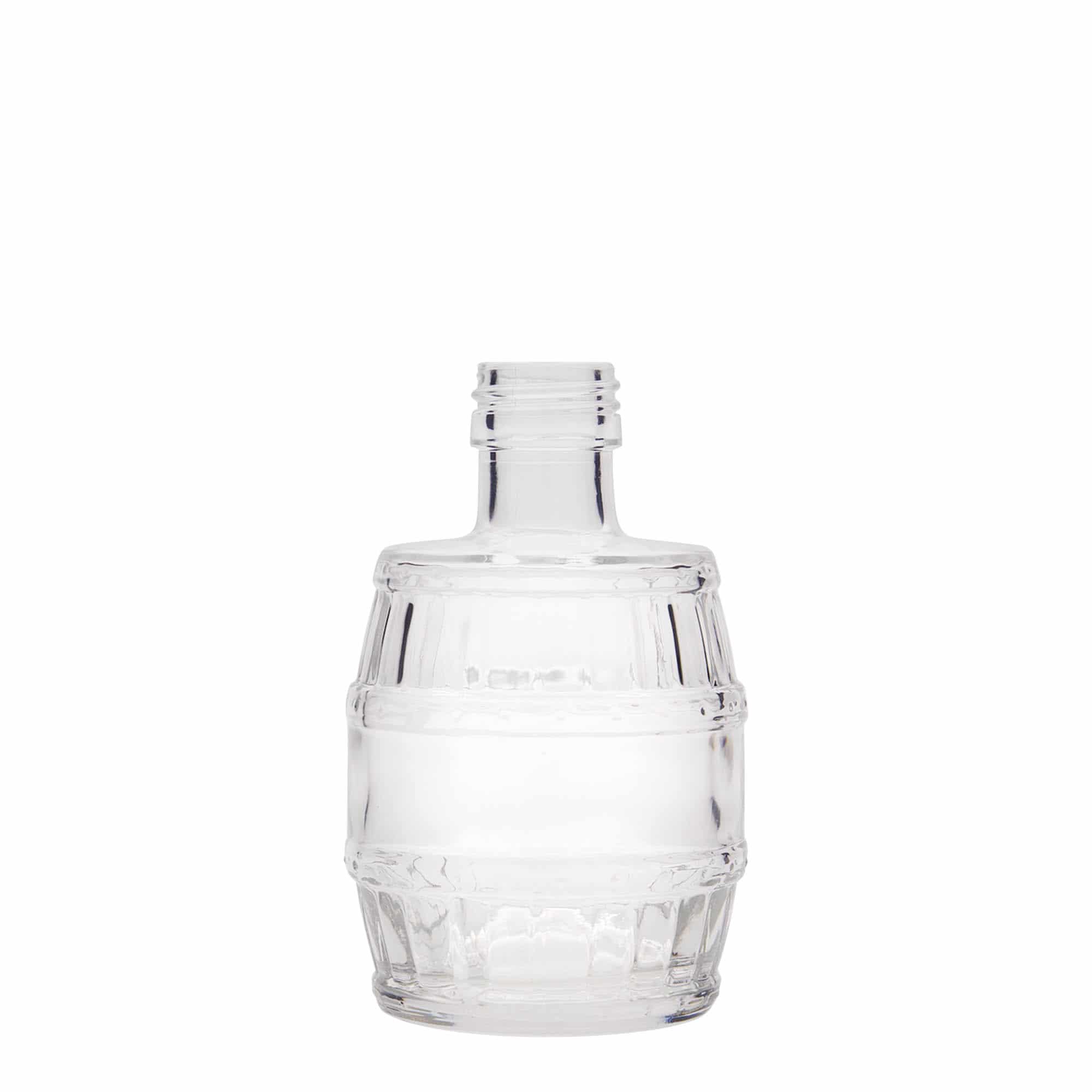 200 ml Glasflasche 'Fass', Mündung: PP 28 200 ml Glasflasche 'Fass', Mündung: PP 28