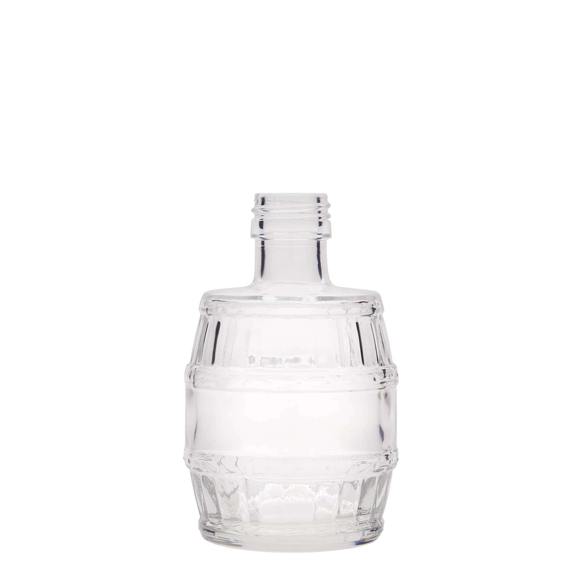 200 ml Glasflasche „Fass“, Mündung: PP 28