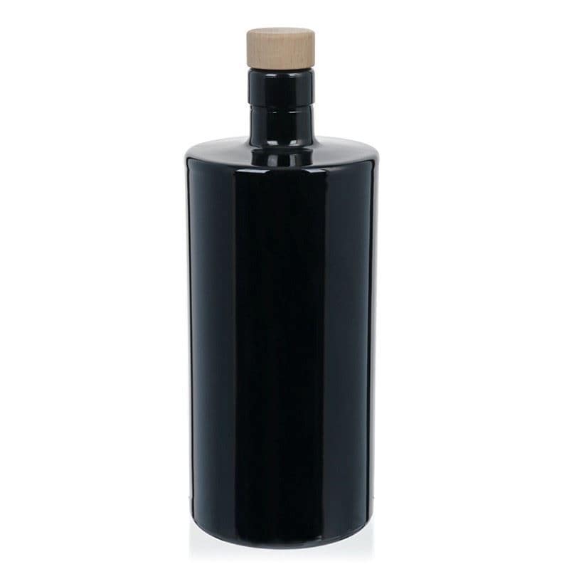 700 ml Glasflasche 'Carla', schwarz, Mündung: Kork
