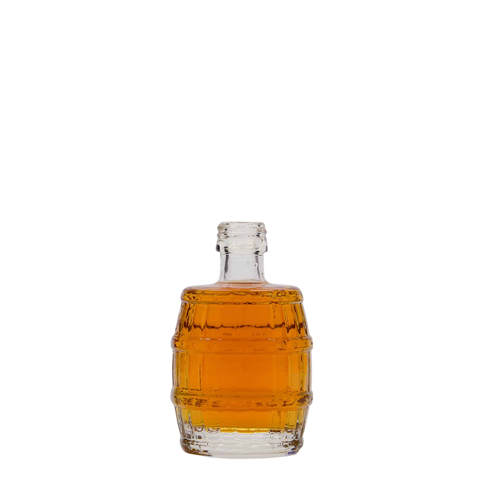 50 ml Glasflasche 'Fass', Mündung: PP 18 50 ml Glasflasche 'Fass', Mündung: PP 18