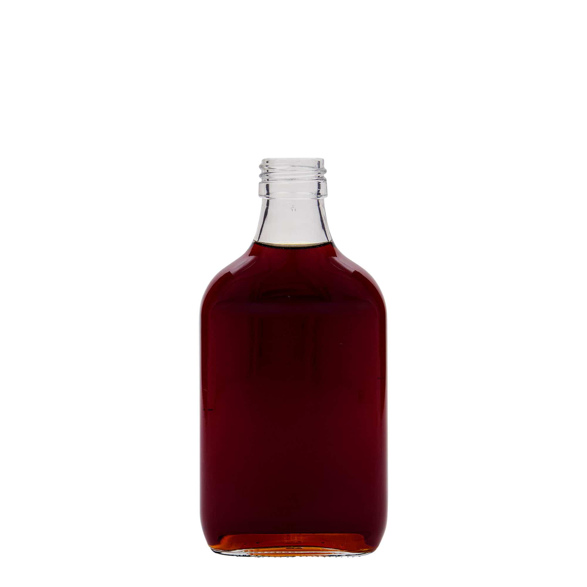 200 ml Taschenflasche, rechteckig, Glas, Mündung: PP 28