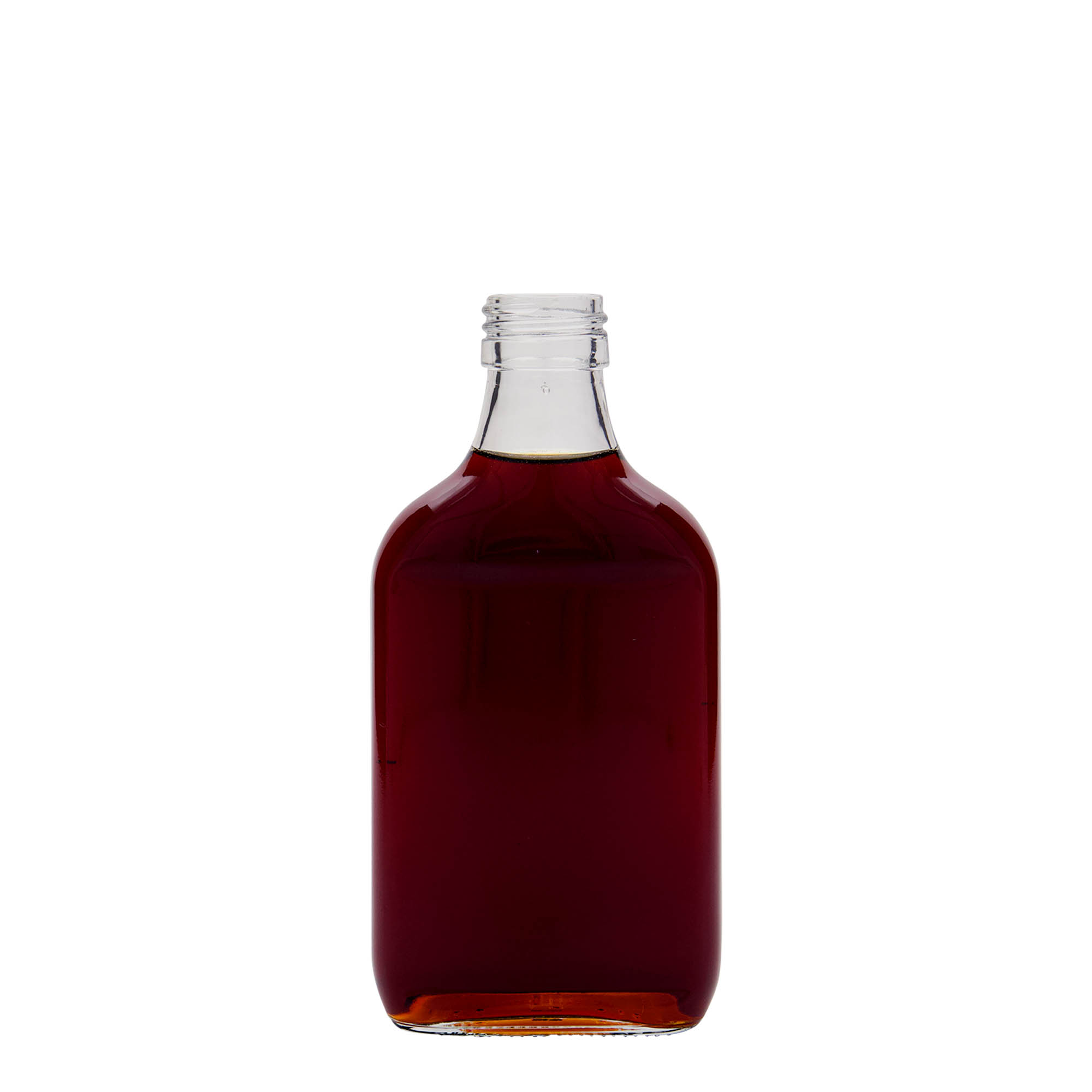 200 ml Taschenflasche, rechteckig, Glas, Mündung: PP 28 200 ml Taschenflasche, rechteckig, Glas, Mündung: PP 28