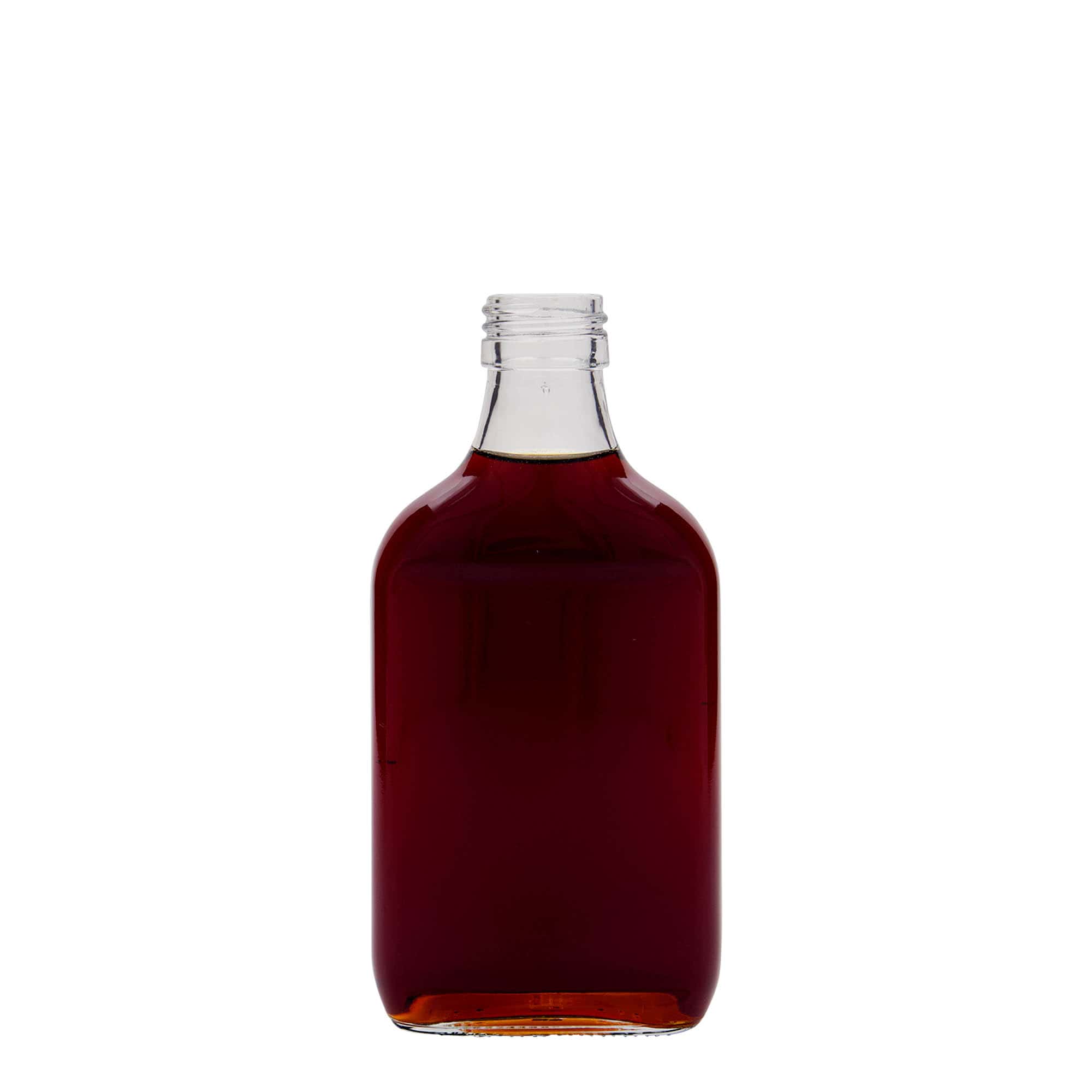 200 ml Taschenflasche, rechteckig, Glas, Mündung: PP 28 200 ml Taschenflasche, rechteckig, Glas, Mündung: PP 28