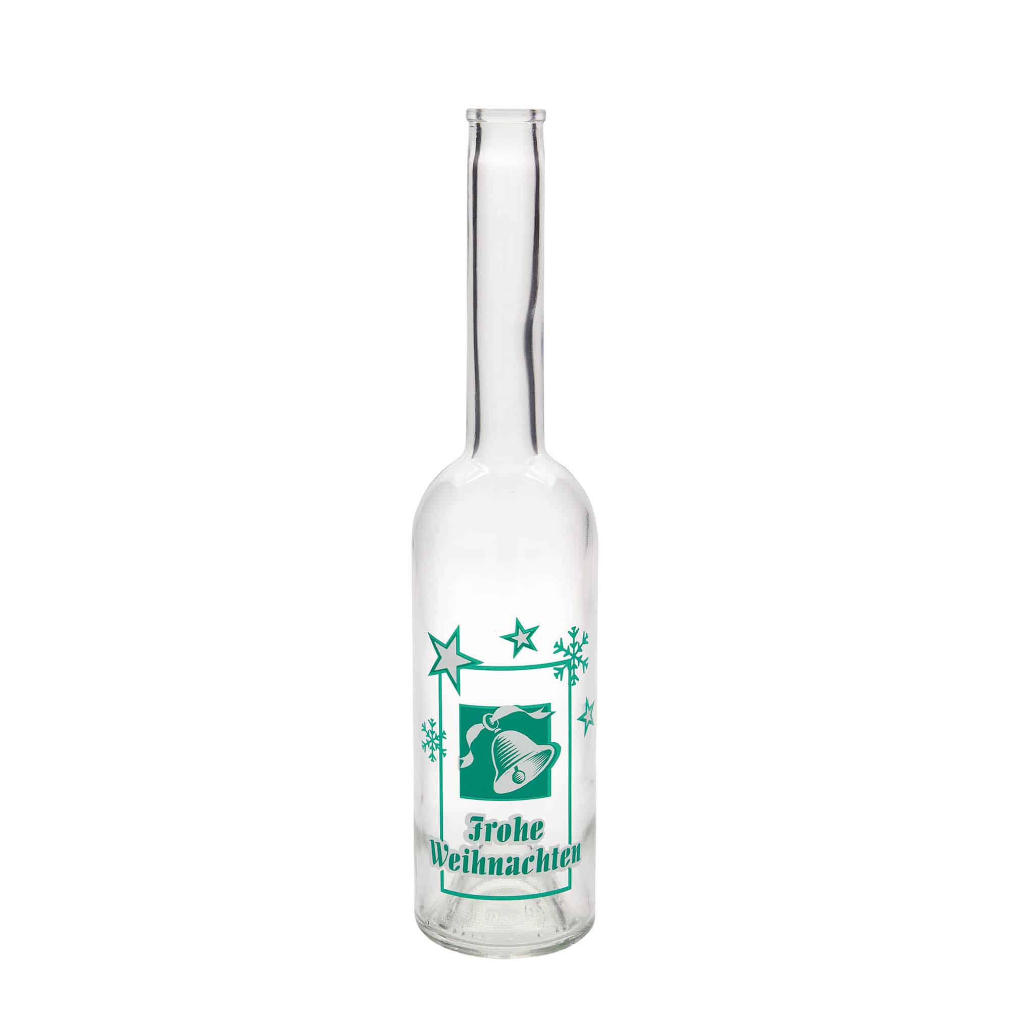 500 ml Glasflasche 'Opera', Motiv: Frohe Weihnachten, Mündung: Kork