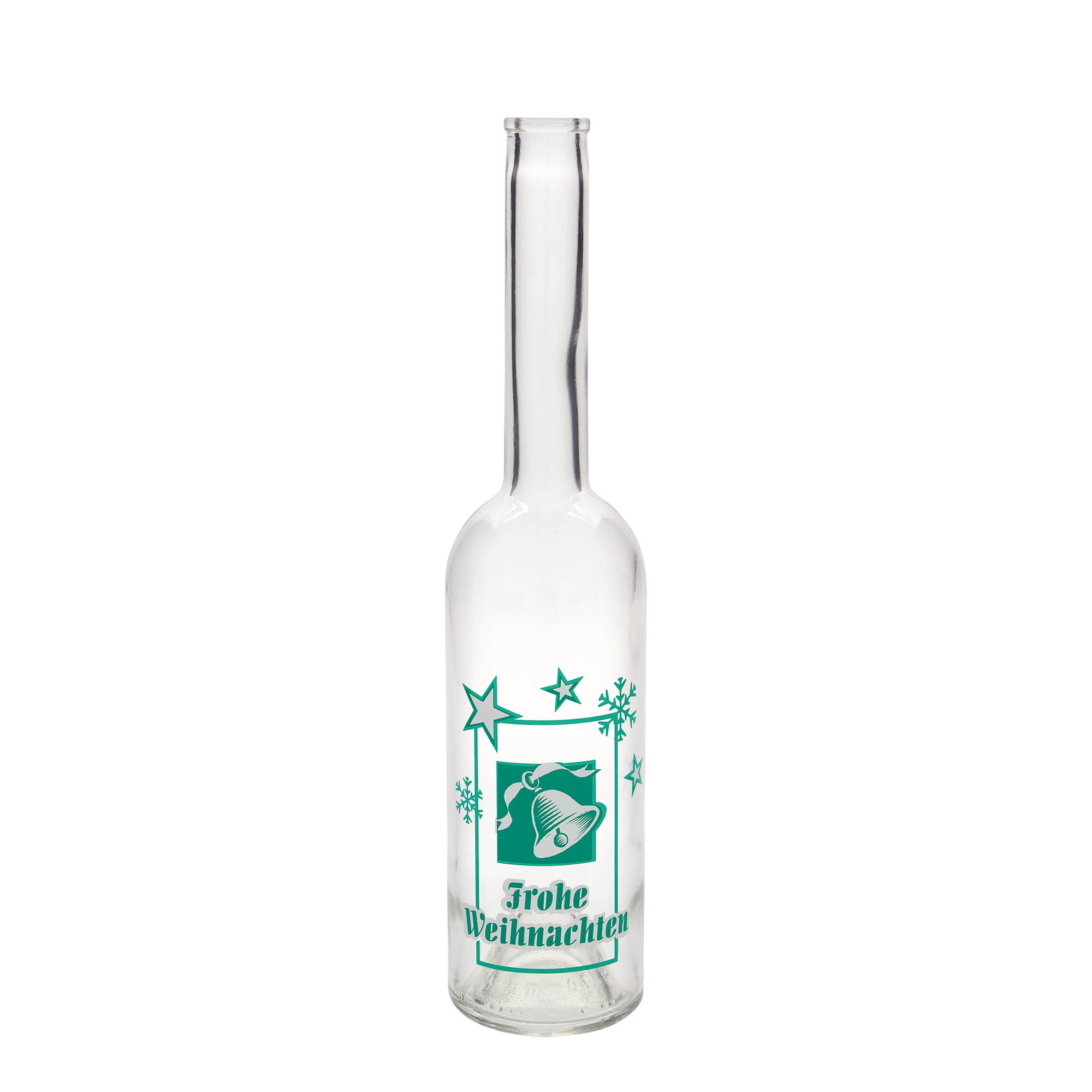 500 ml Glasflasche „Opera“, Motiv: Frohe Weihnachten, Mündung: Kork