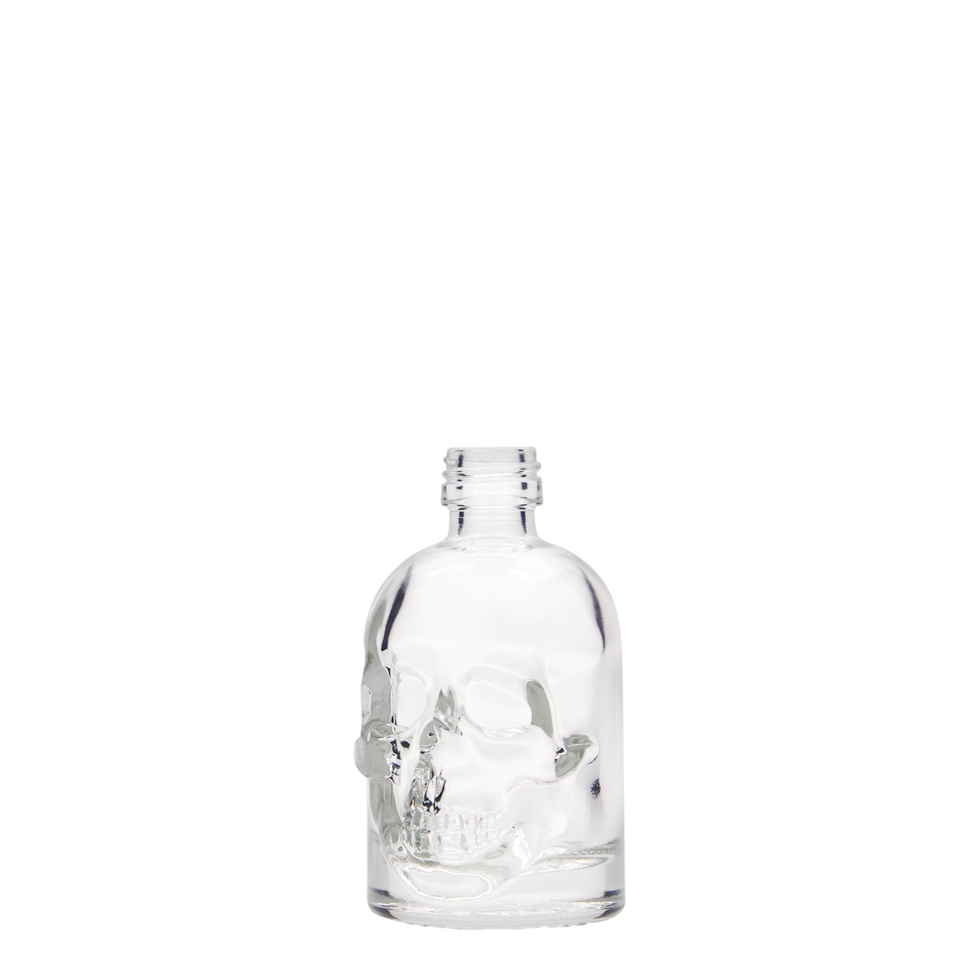 50 ml Glasflasche „Totenkopf“, Mündung: PP 18
