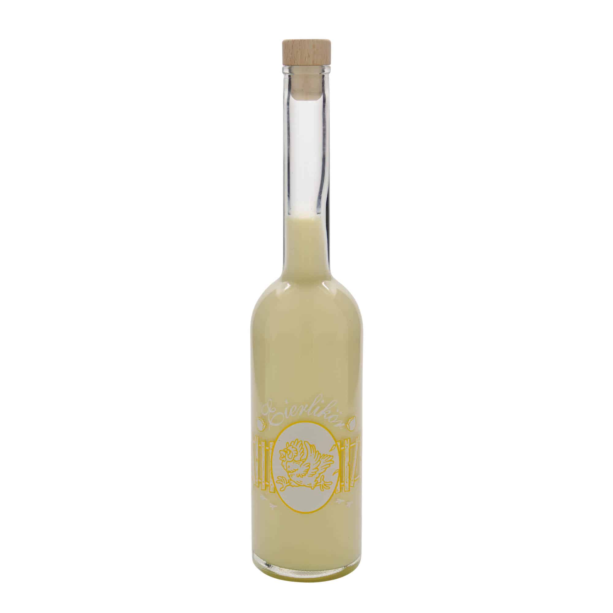 500 ml Glasflasche 'Opera', Motiv: Eierlikör, Mündung: Kork