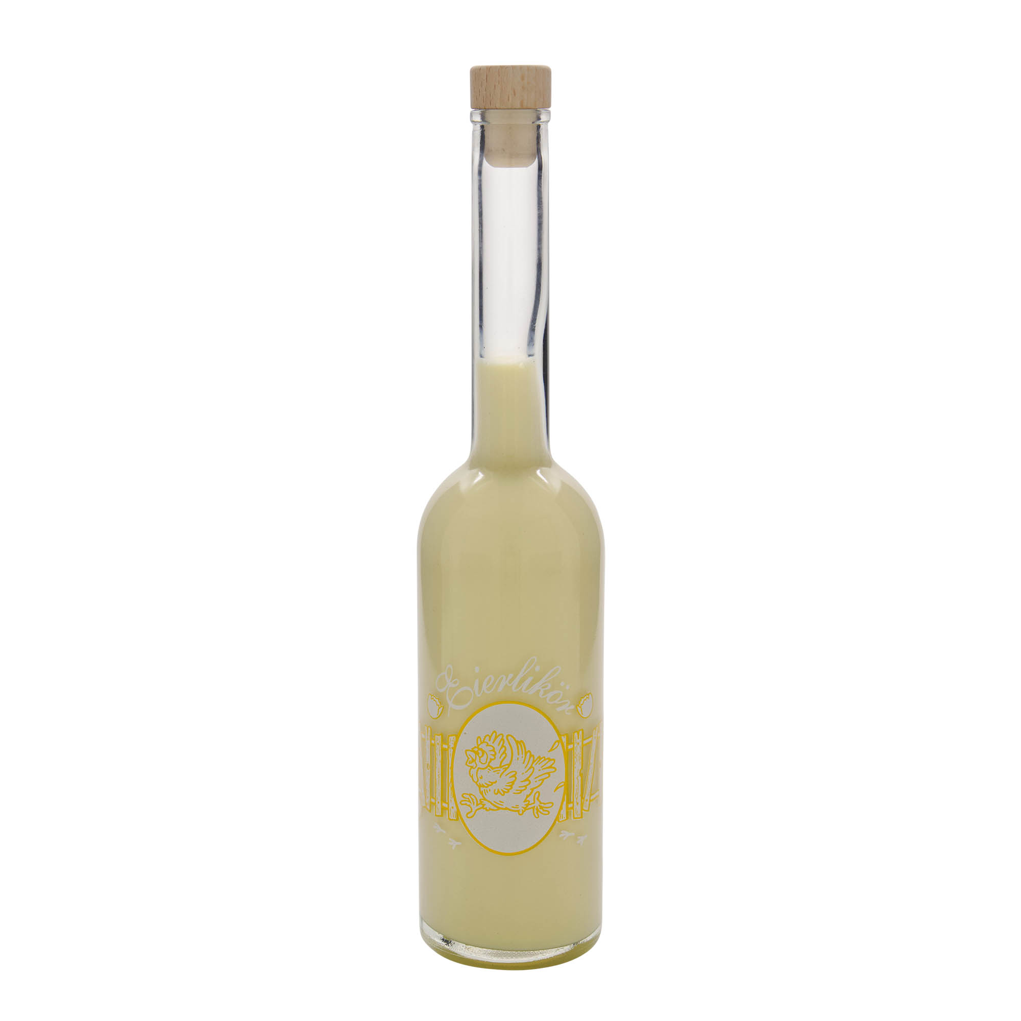 500 ml Glasflasche „Opera“, Motiv: Eierlikör, Mündung: Kork » Volumen: 500,00, Druckmotiv: Eierlikör, Farbe: Klar