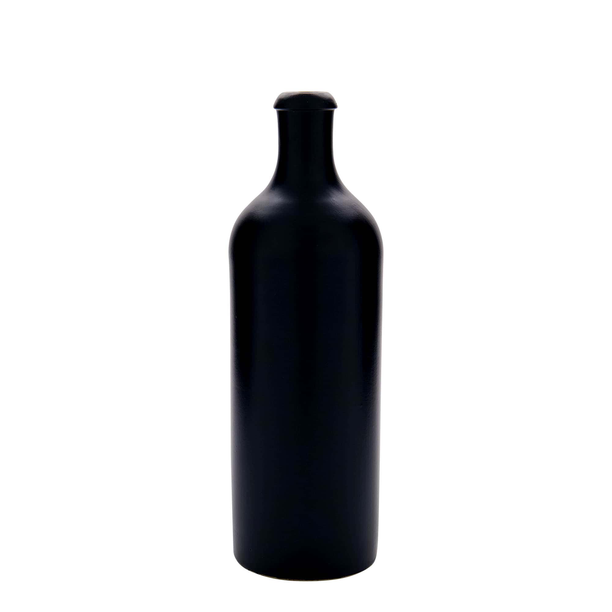 750 ml Tonkrug, Steinzeug, schwarz, Mündung: Kork