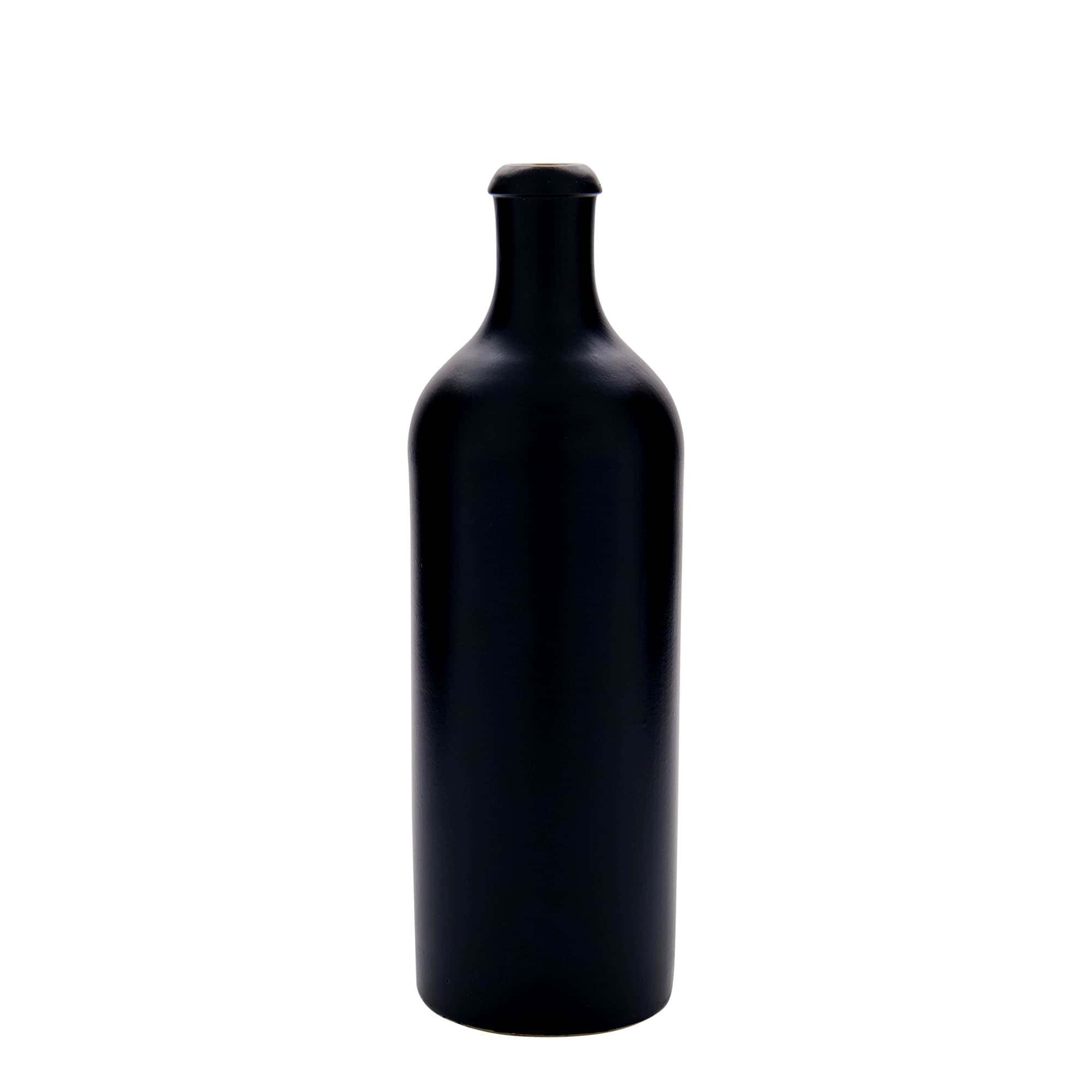 750 ml Tonkrug, Steinzeug, schwarz, Mündung: Kork 750 ml Tonkrug, Steinzeug, schwarz, Mündung: Kork