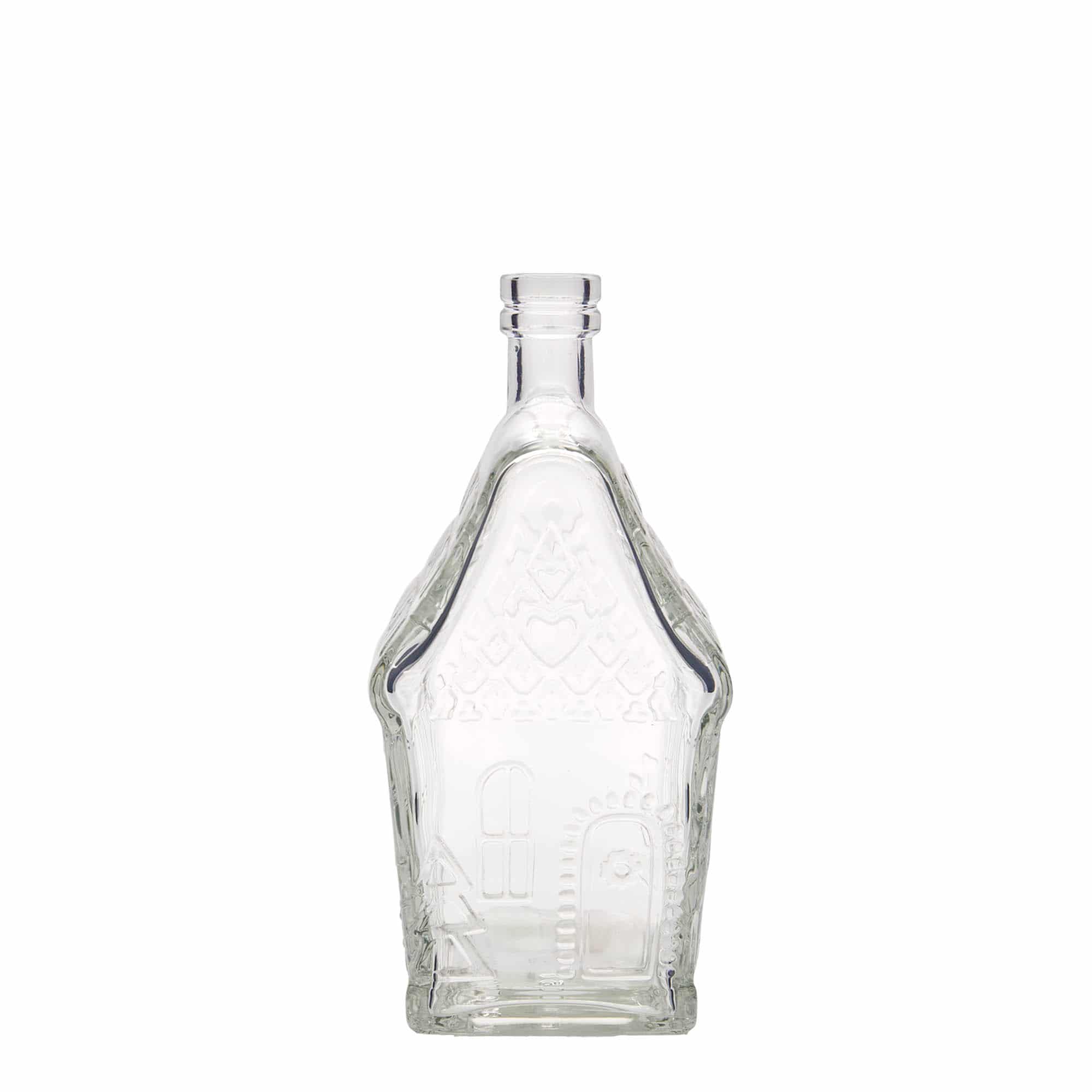 500 ml Glasflasche 'Lebkuchenhaus', rechteckig, Mündung: Kork