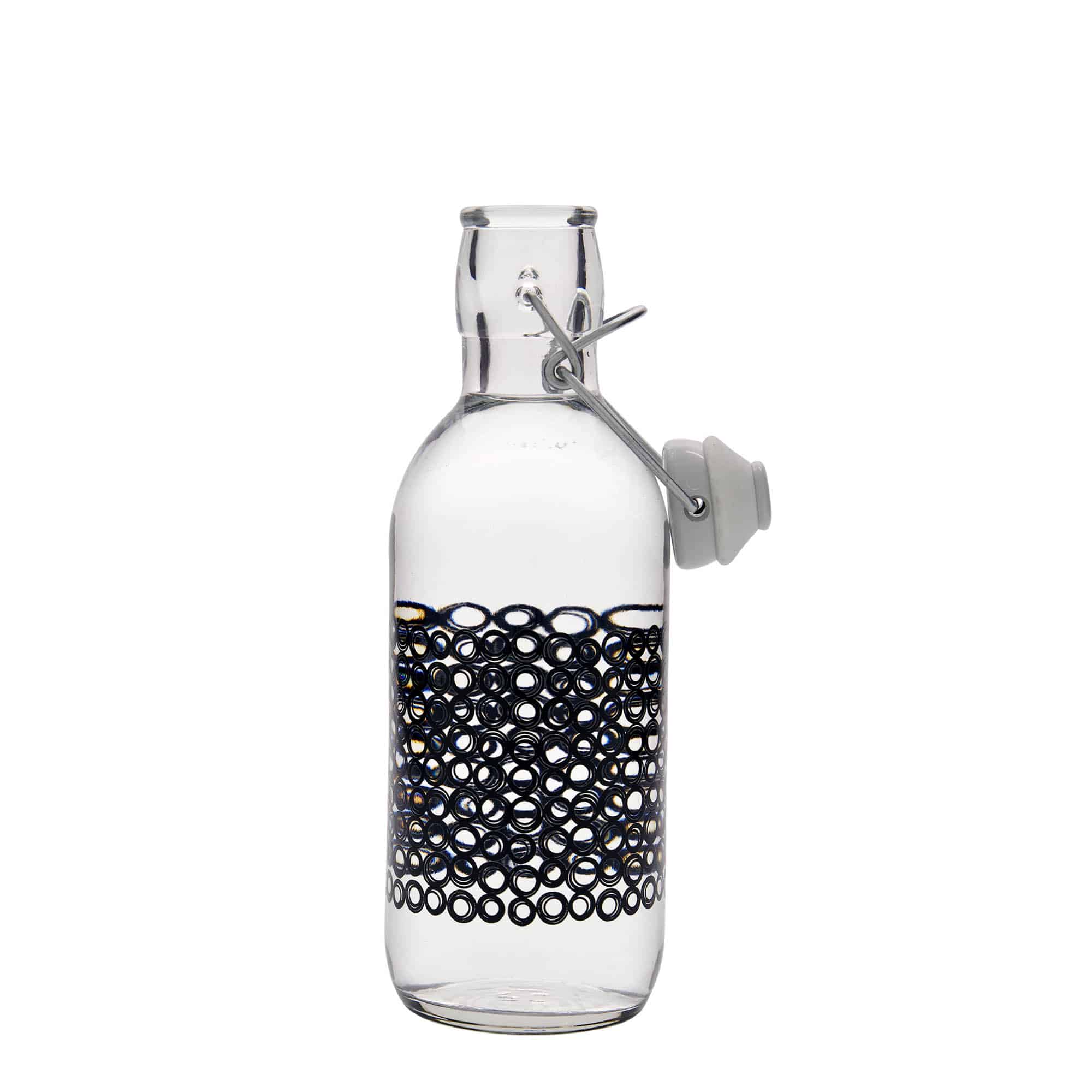 500 ml Glasflasche 'Emilia', Motiv: Circola nero, Mündung: Bügelverschluss 500 ml Glasflasche 'Emilia', Motiv: Circola nero, Mündung: Bügelverschluss