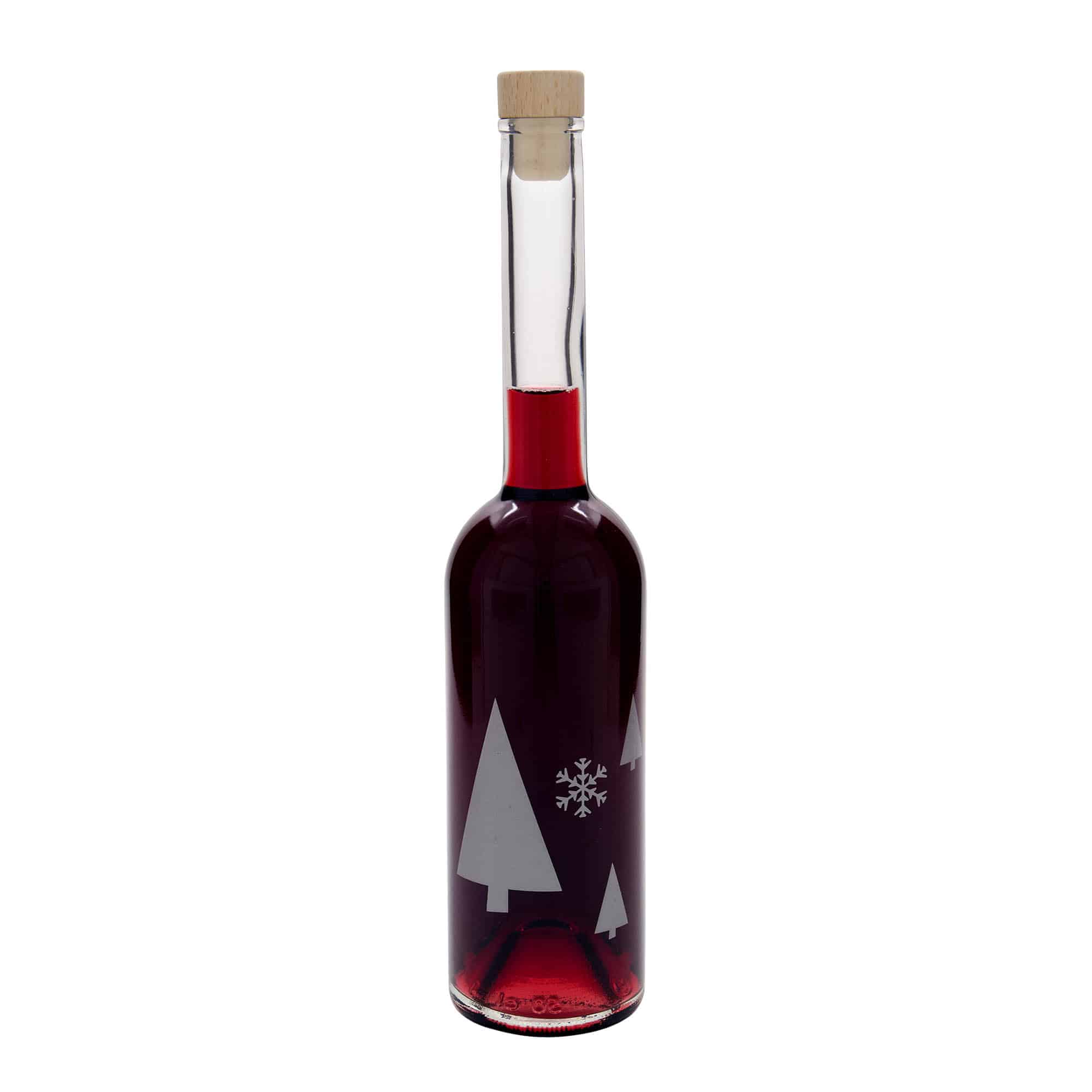 500 ml Glasflasche „Opera“, Motiv: Schneeflocken, Mündung: Kork