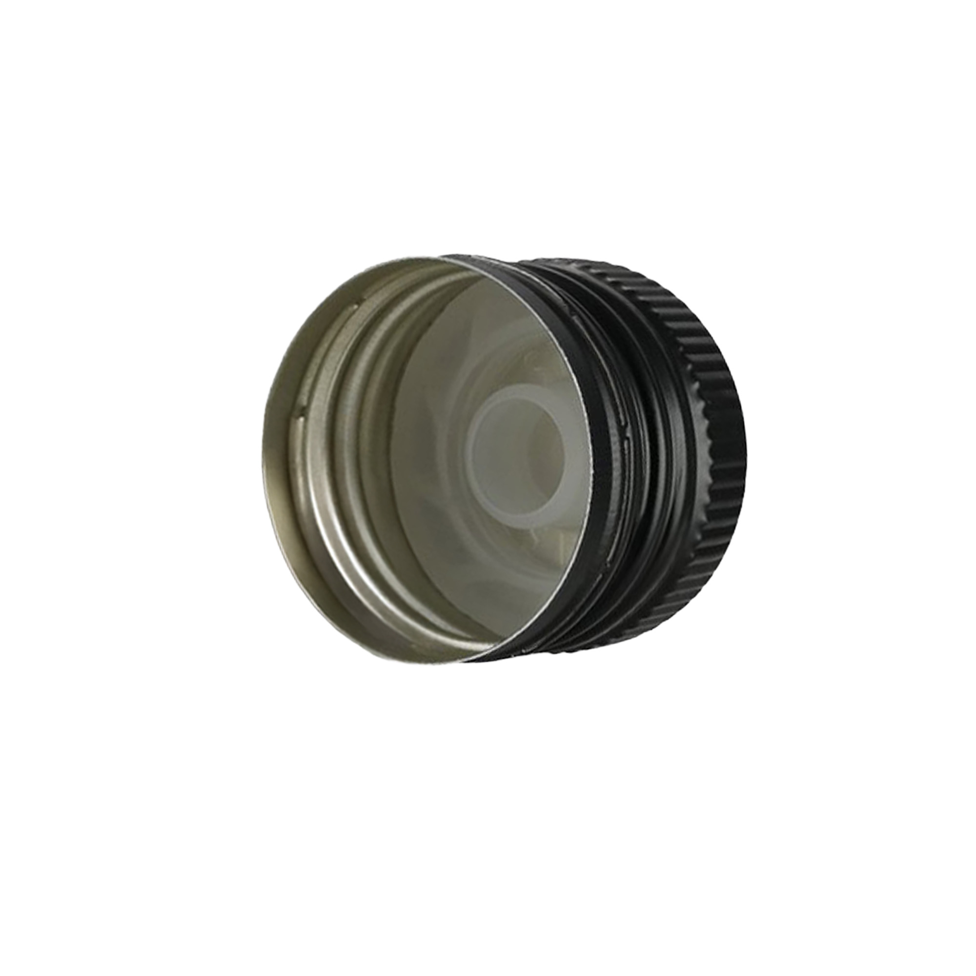 Schraubverschluss mit Ausgießereinsatz, Metall-Kunststoff, schwarz, für Mündung: PP 31,5 Schraubverschluss mit Ausgießereinsatz, Metall-Kunststoff, schwarz, für Mündung: PP 31,5