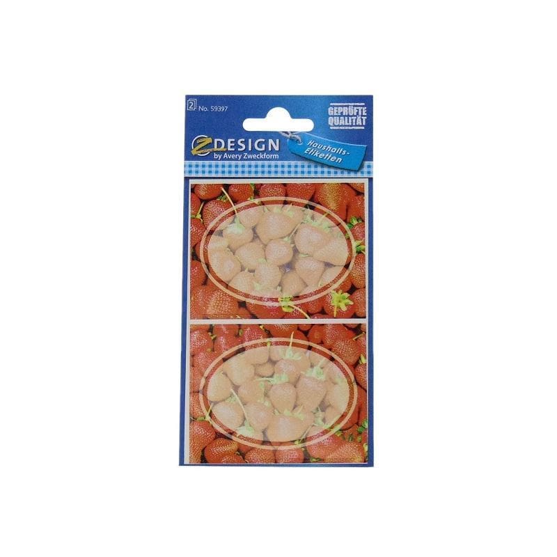 Zweckform Etiketten „Erdbeeren“, oval, Papier, mehrfarbig