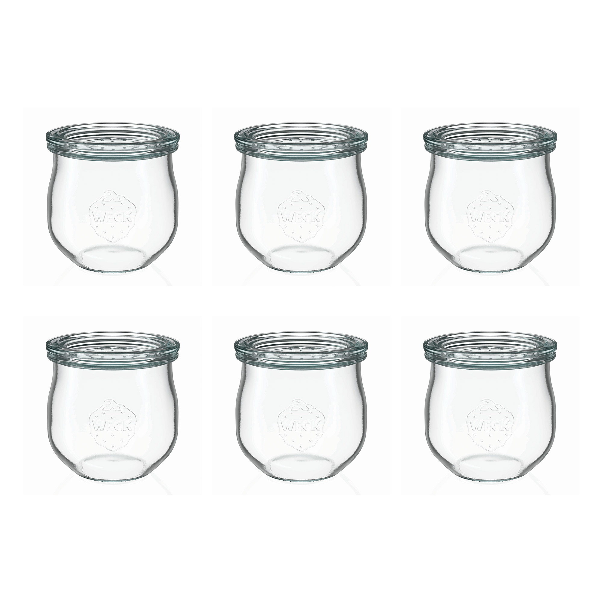 6x 370 ml WECK-Tulpenglas mit Glasdeckel RR 80