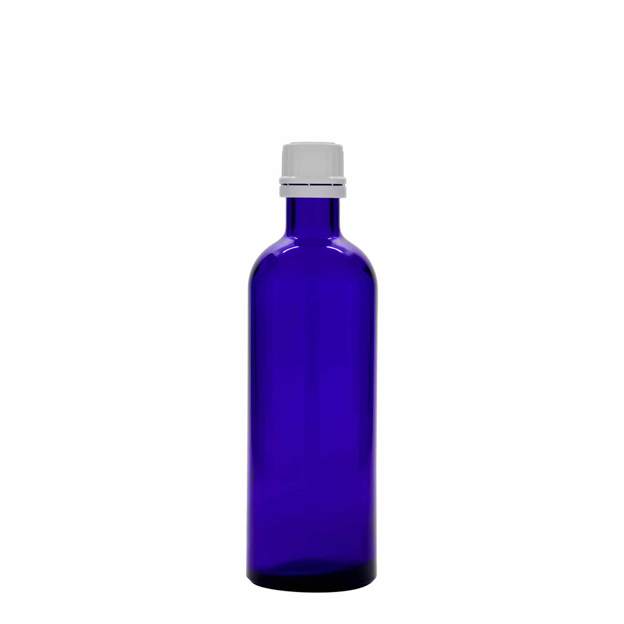 200 ml Medizinflasche, Glas, royalblau, Mündung: DIN 22