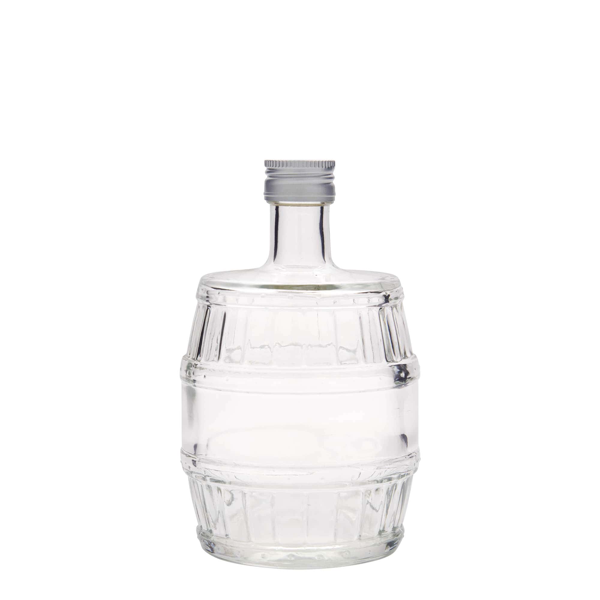 500 ml Glasflasche „Fass“, Mündung: PP 28