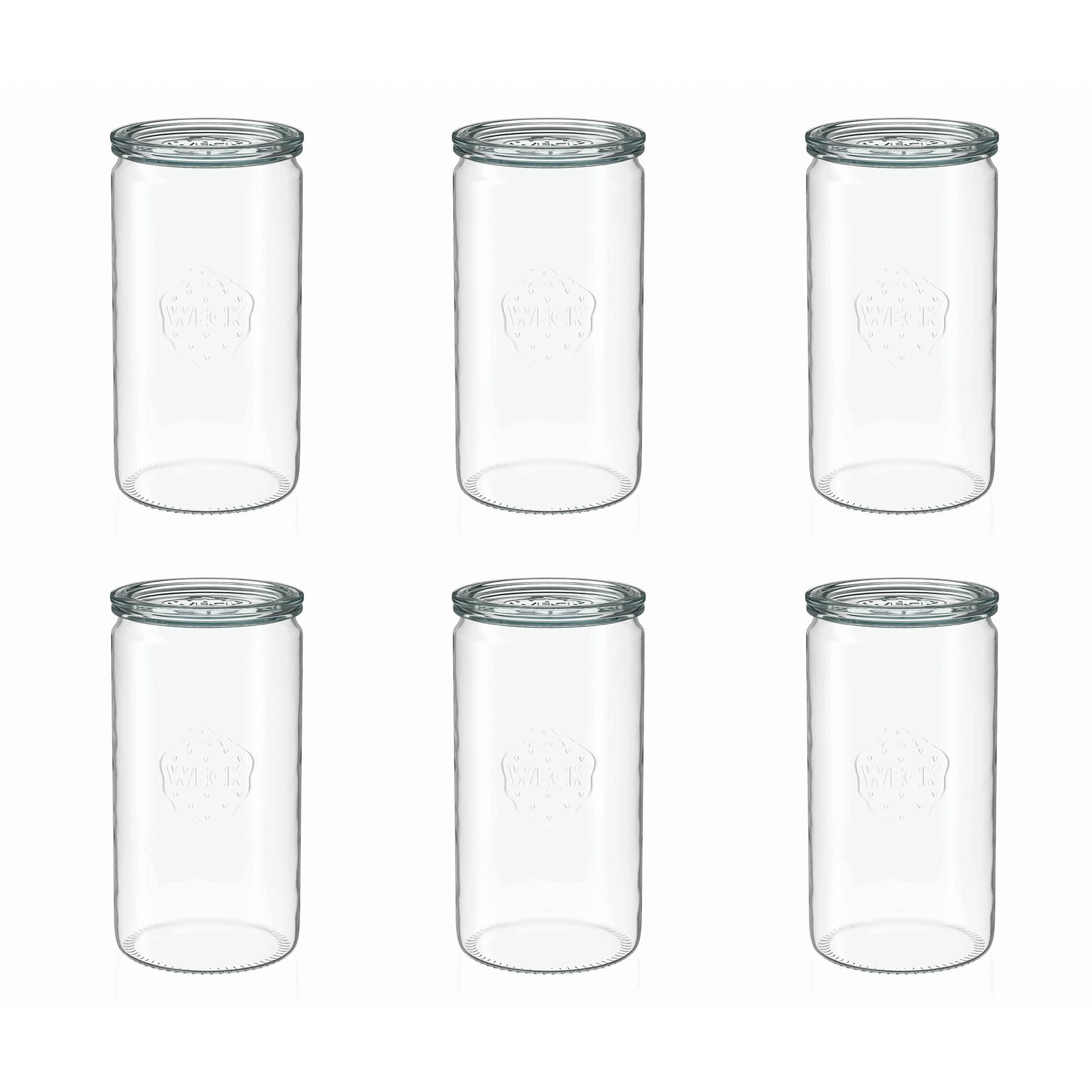 6x 1575 ml WECK-Zylinderglas mit Glasdeckel RR 100