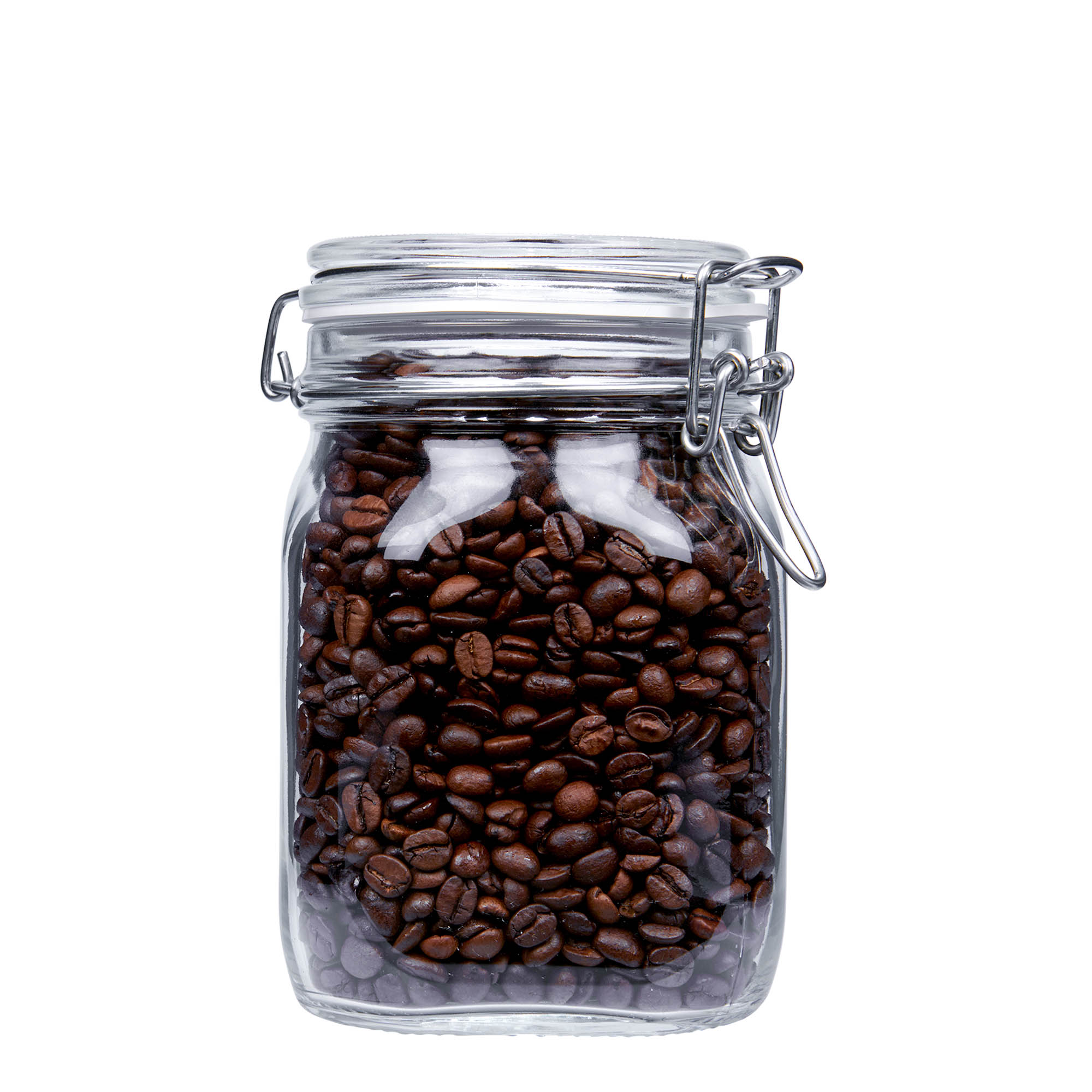 1.000 ml Drahtbügelglas 'Fido', quadratisch, Mündung: Drahtbügelverschluss