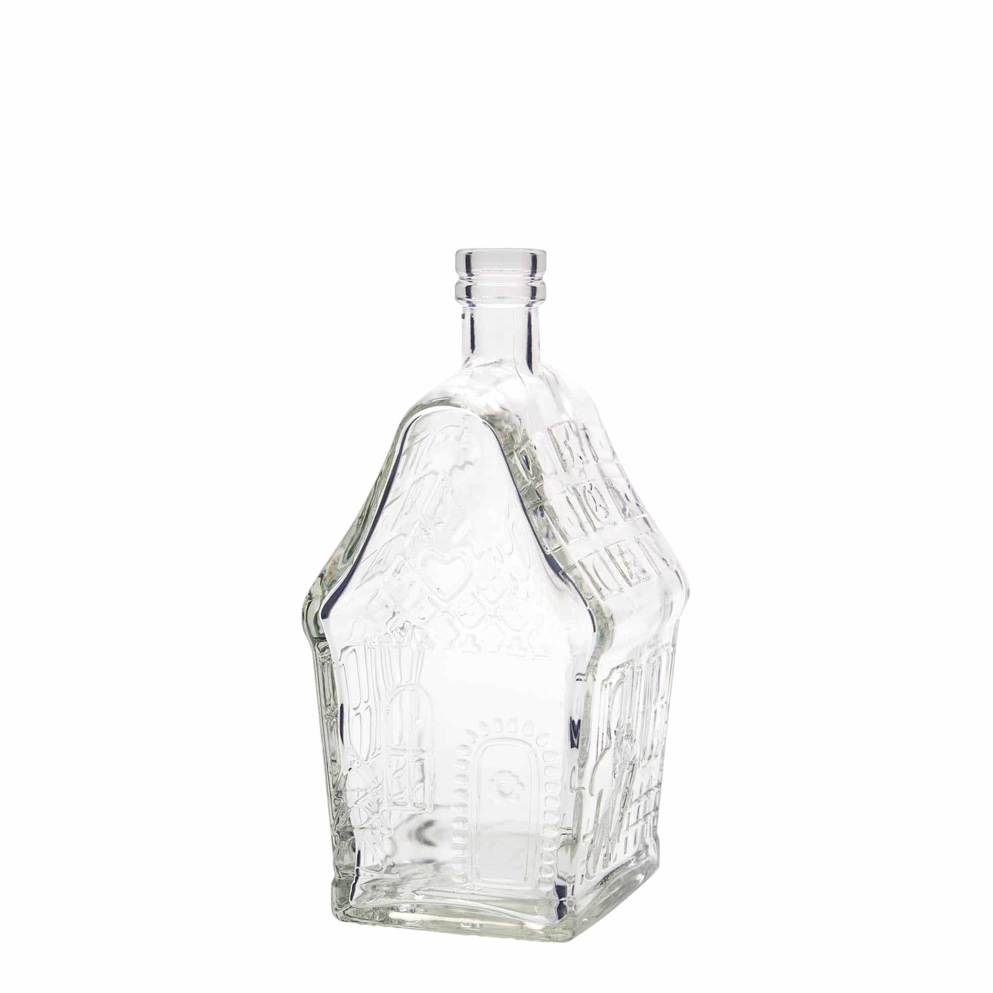 500 ml Glasflasche 'Lebkuchenhaus', rechteckig, Mündung: Kork