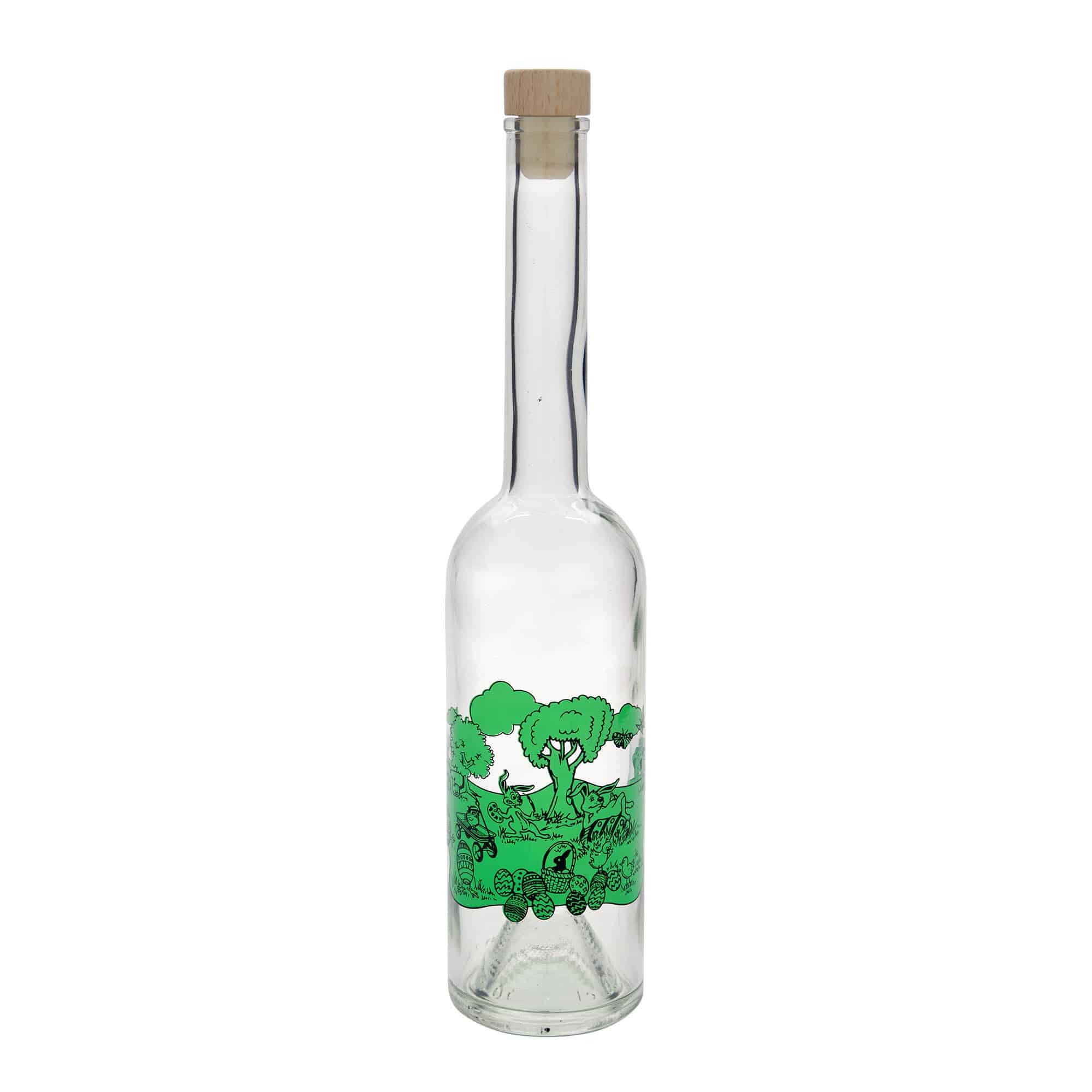 500 ml Glasflasche „Opera“, Motiv: Frohe Ostern, Mündung: Kork